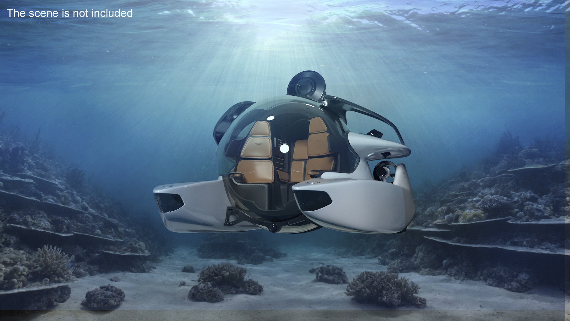 Aston Martin Luxurious Personal Submarine Rigged White 3D model