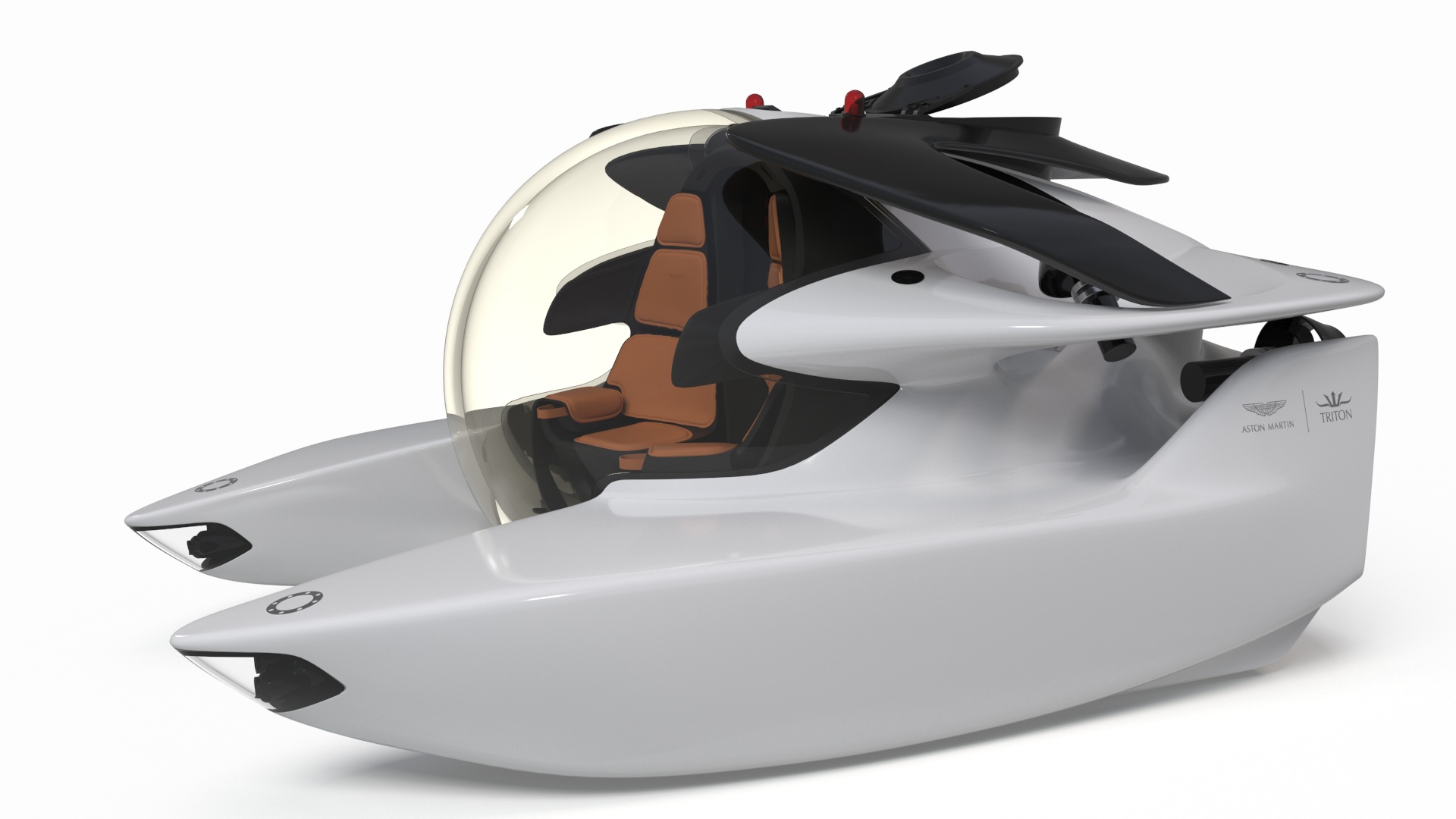 Aston Martin Luxurious Personal Submarine Rigged White 3D model