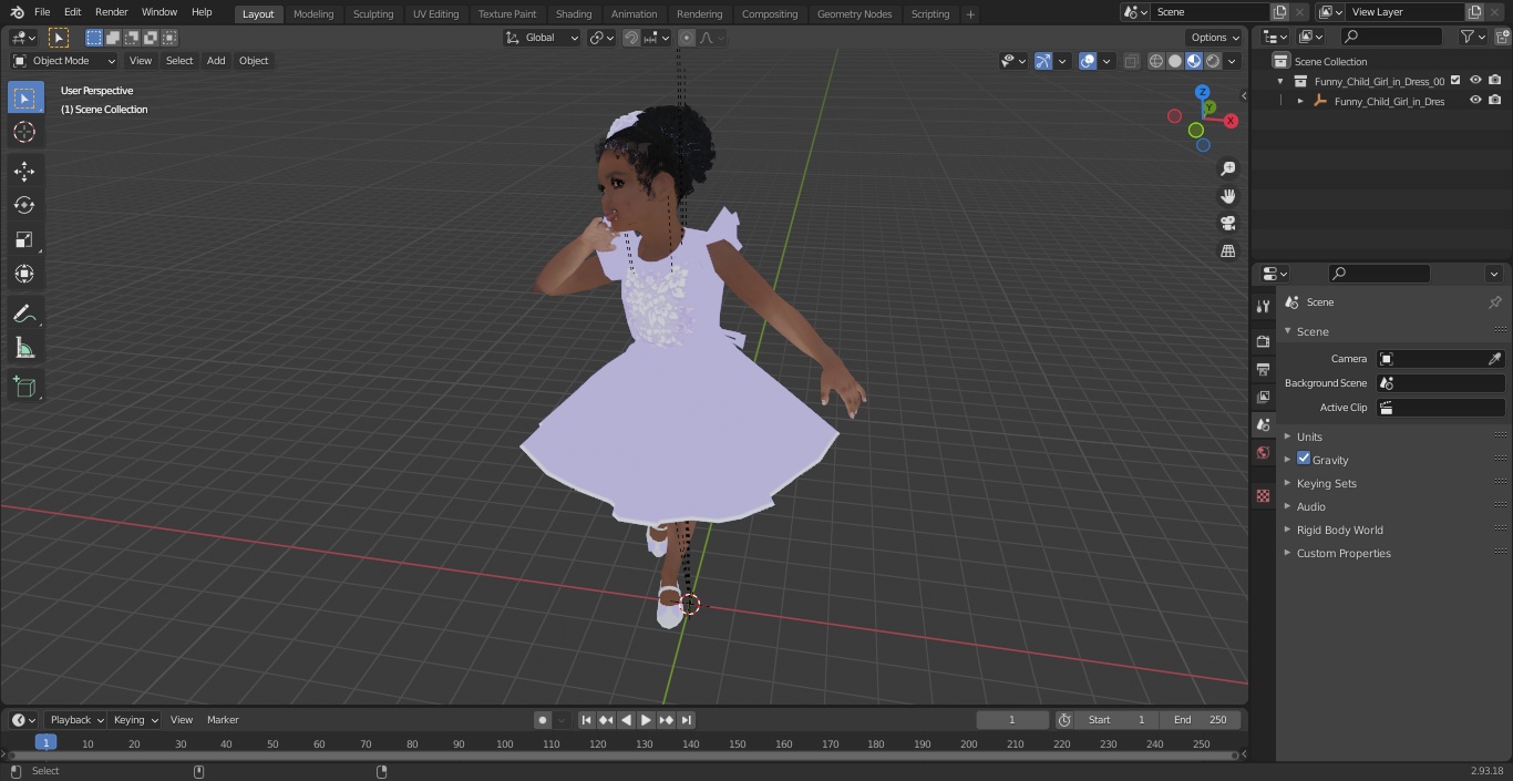 3D model Funny Child Girl in Dress