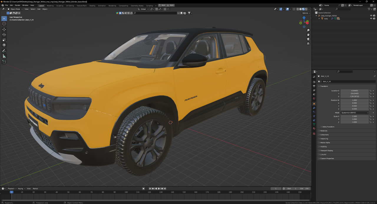 Jeep Avenger Yellow 3D model