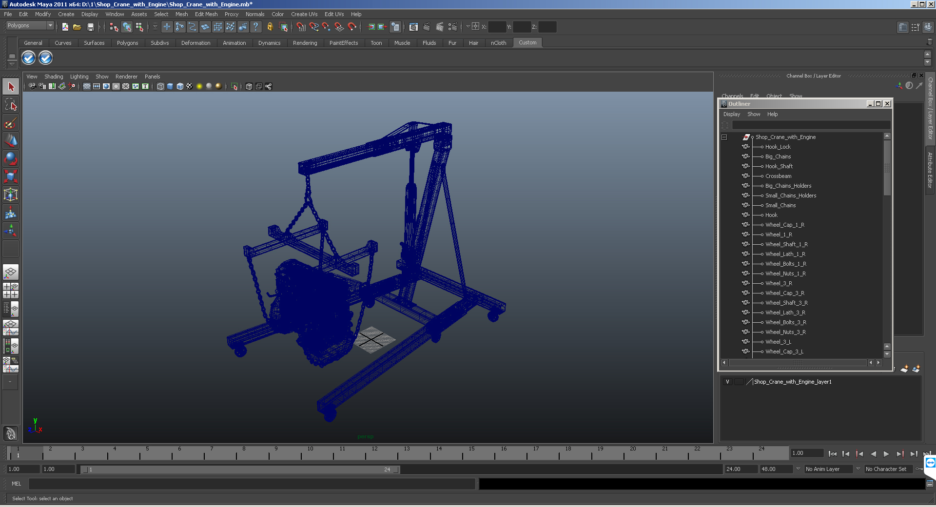 Shop Crane with Engine 3D