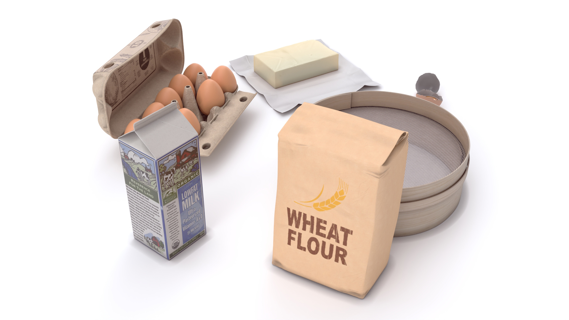 Baking Tool and Products 3D model