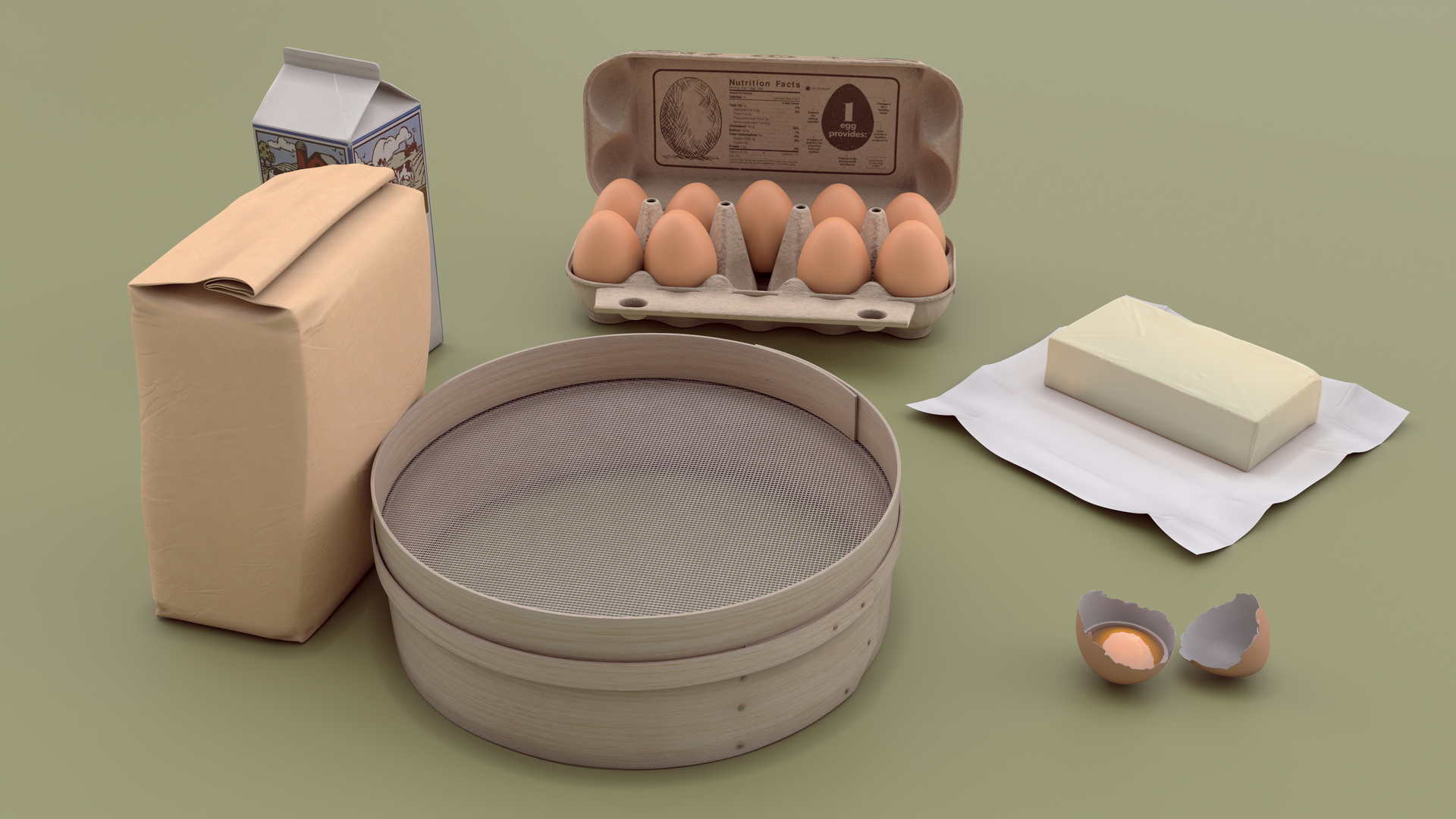 Baking Tool and Products 3D model