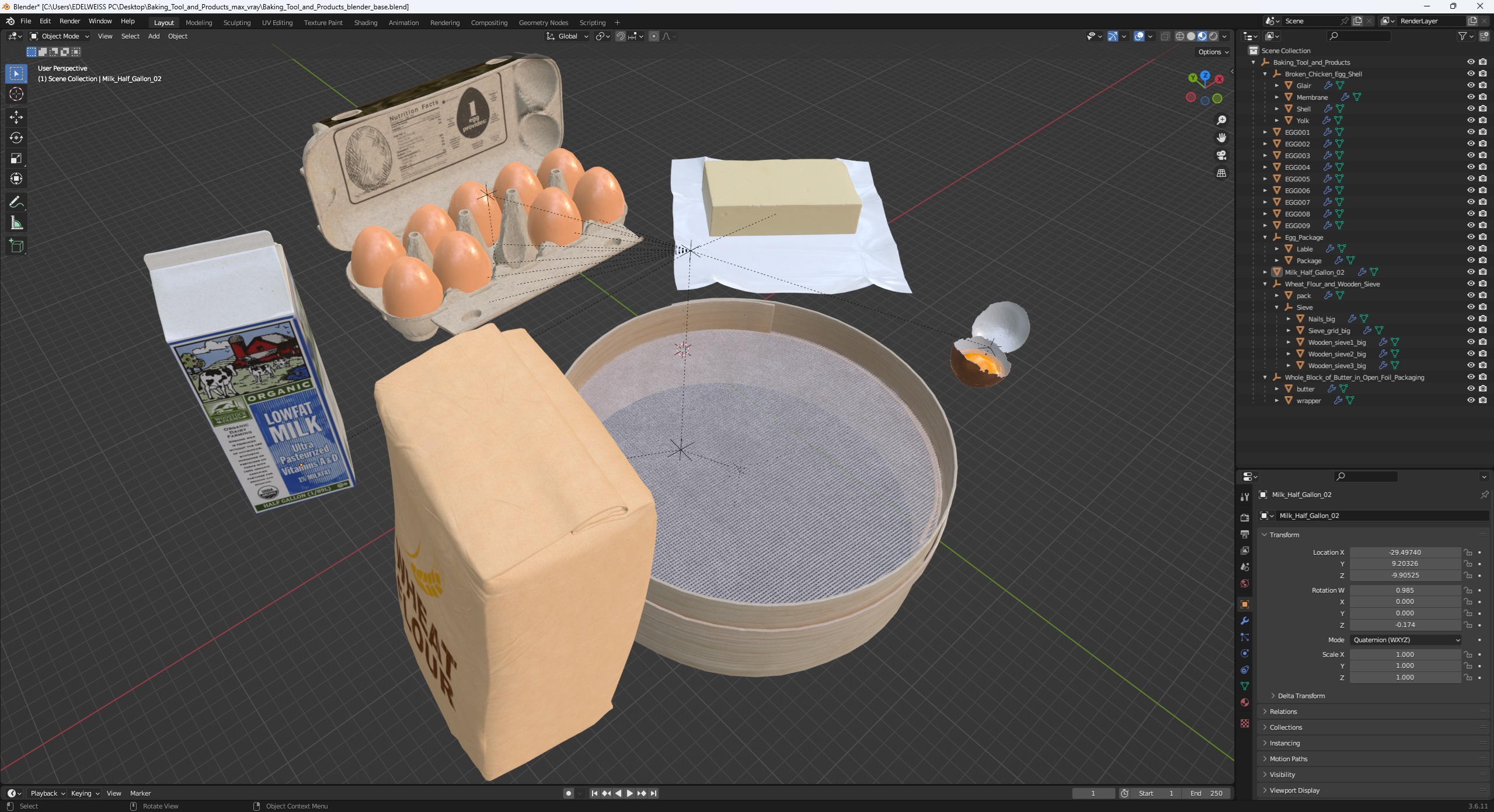 Baking Tool and Products 3D model