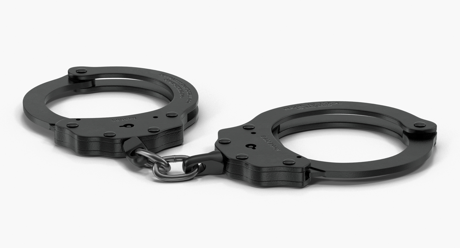 3D Handcuffs Short Chain Black Metal model