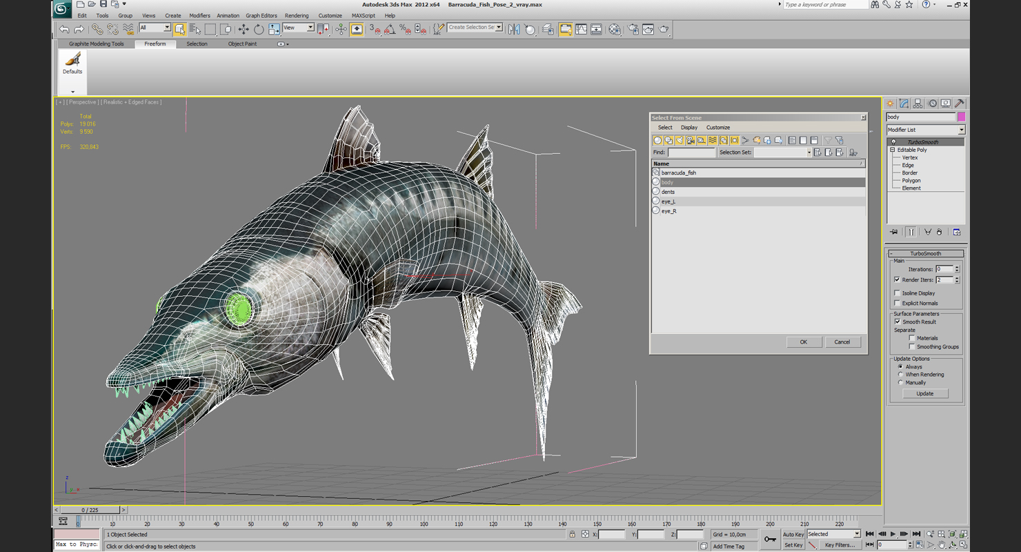 3D Barracuda Fish Pose 2