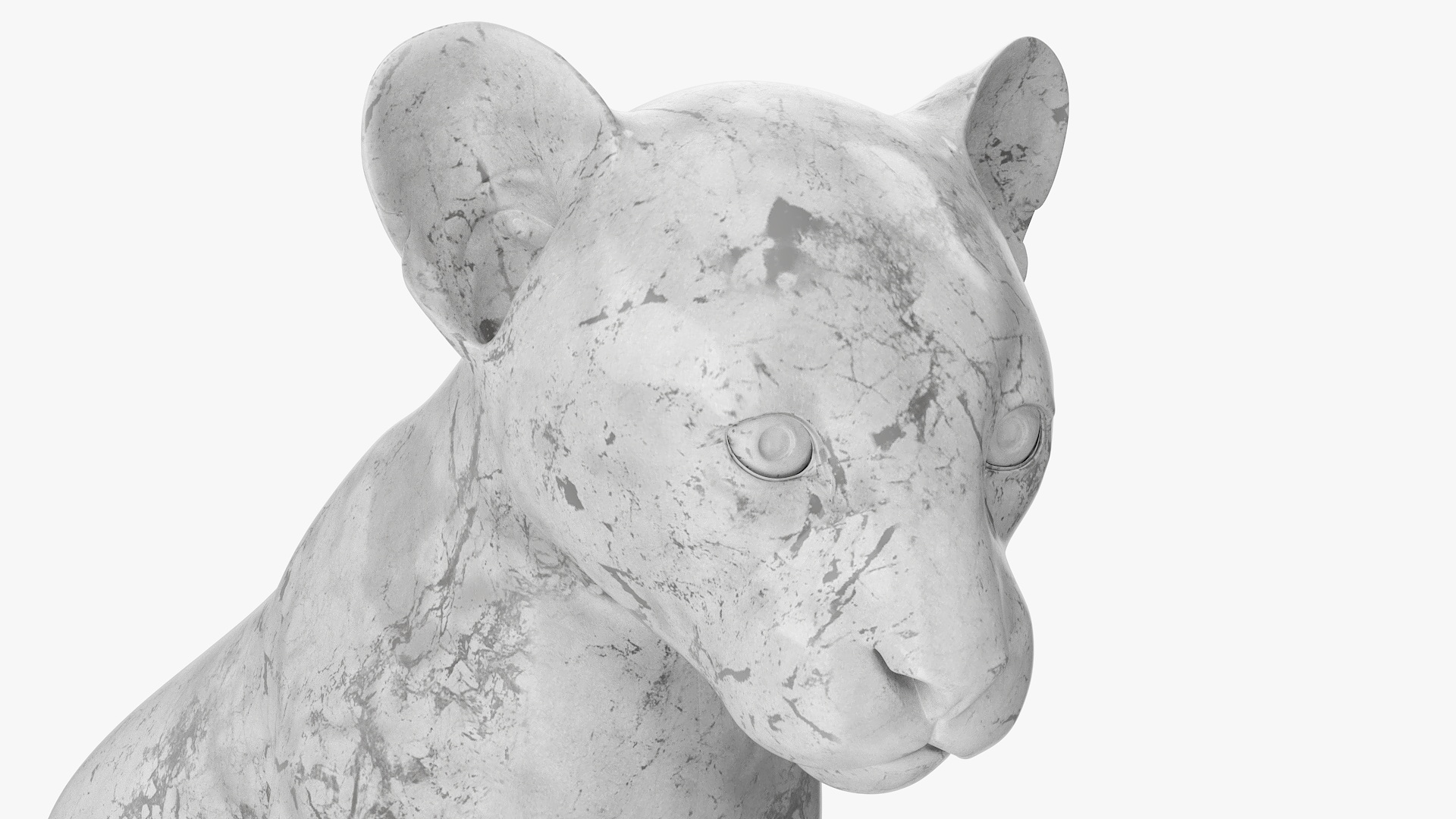 3D Marble Statue of Leopard Cub model