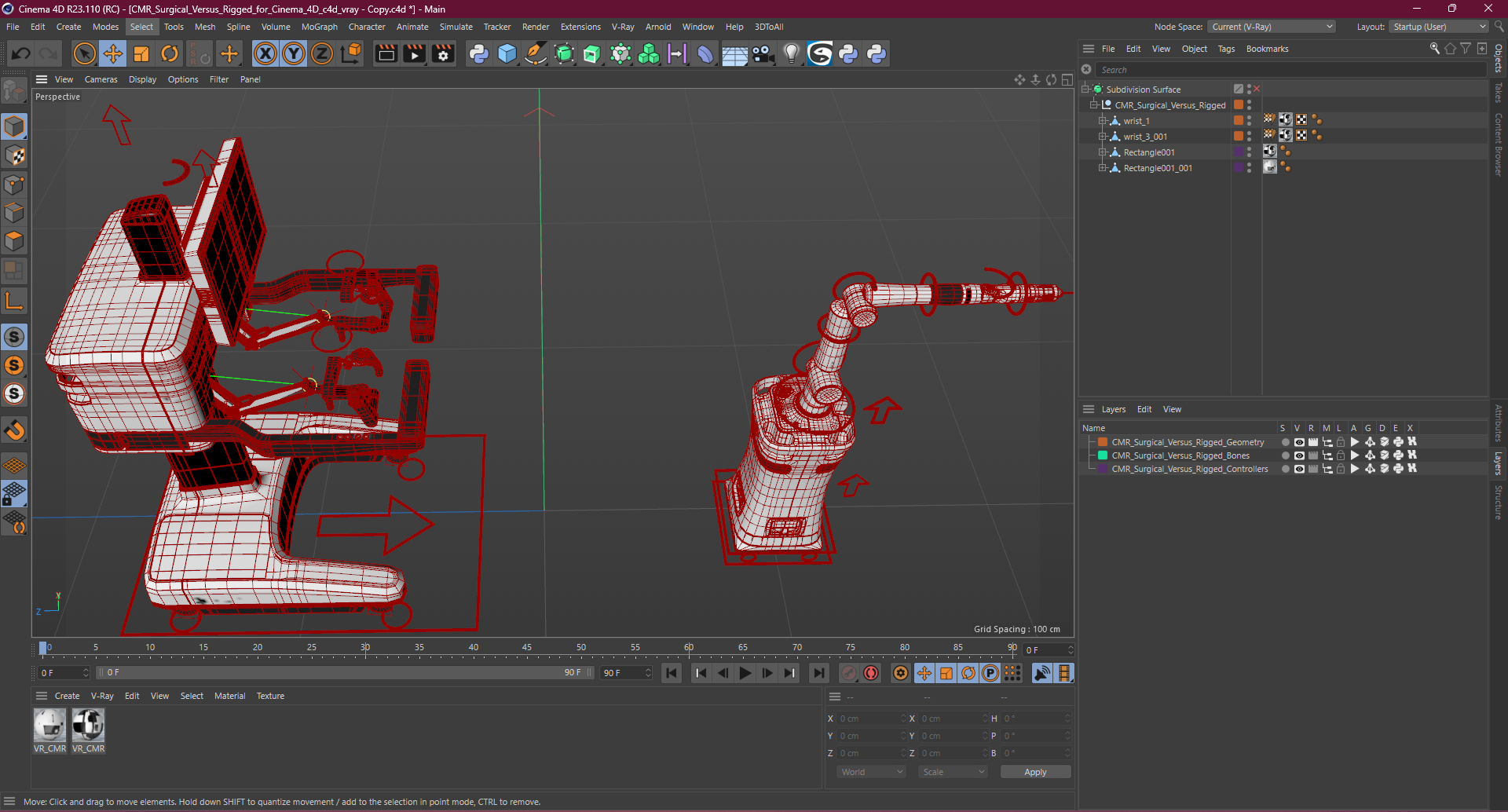 3D model CMR Surgical Versus Rigged for Cinema 4D