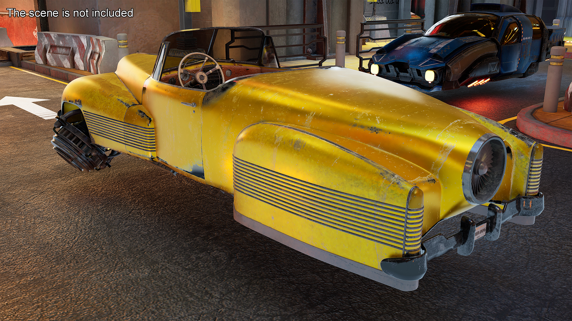 Futuristic Aerocar Yellow Old 3D model