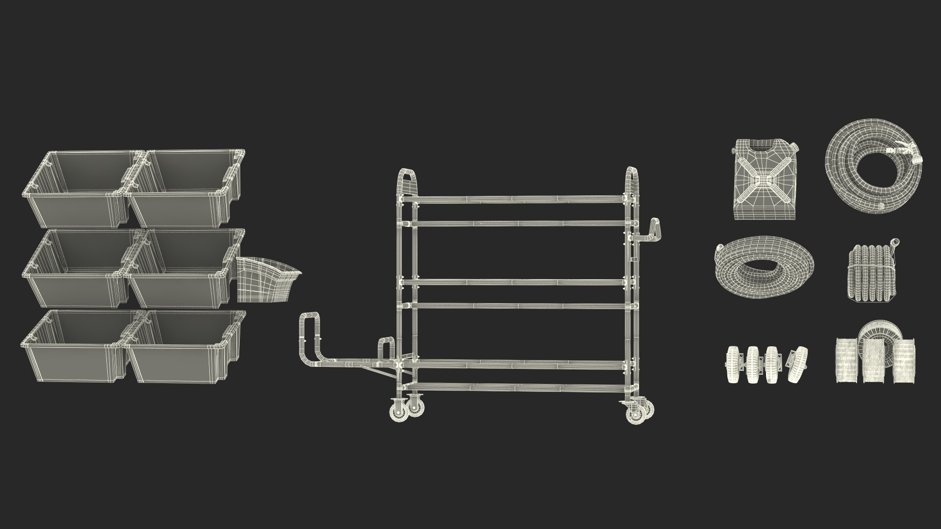 Tote Picking Cart with Equipment 3D