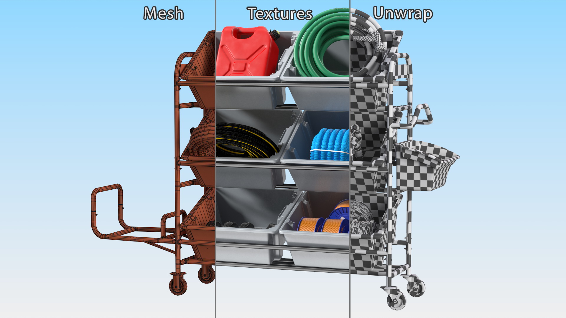 Tote Picking Cart with Equipment 3D