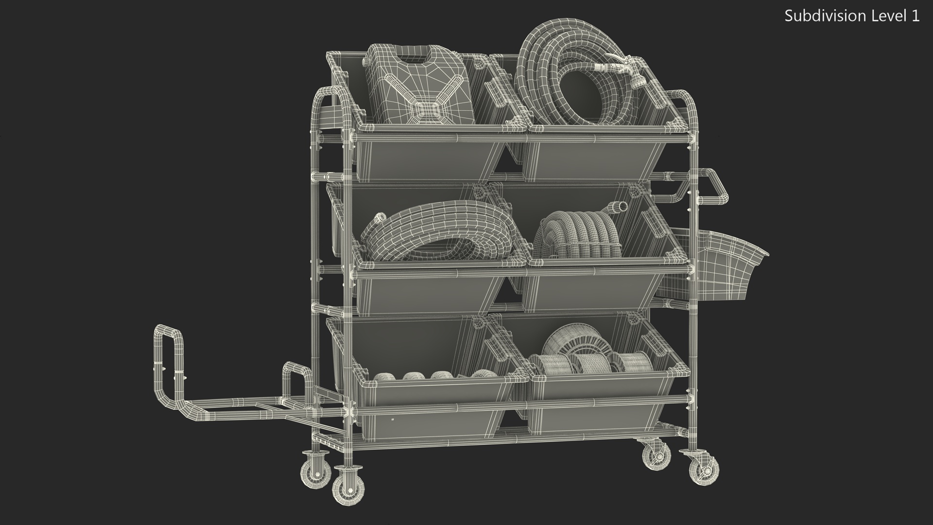 Tote Picking Cart with Equipment 3D