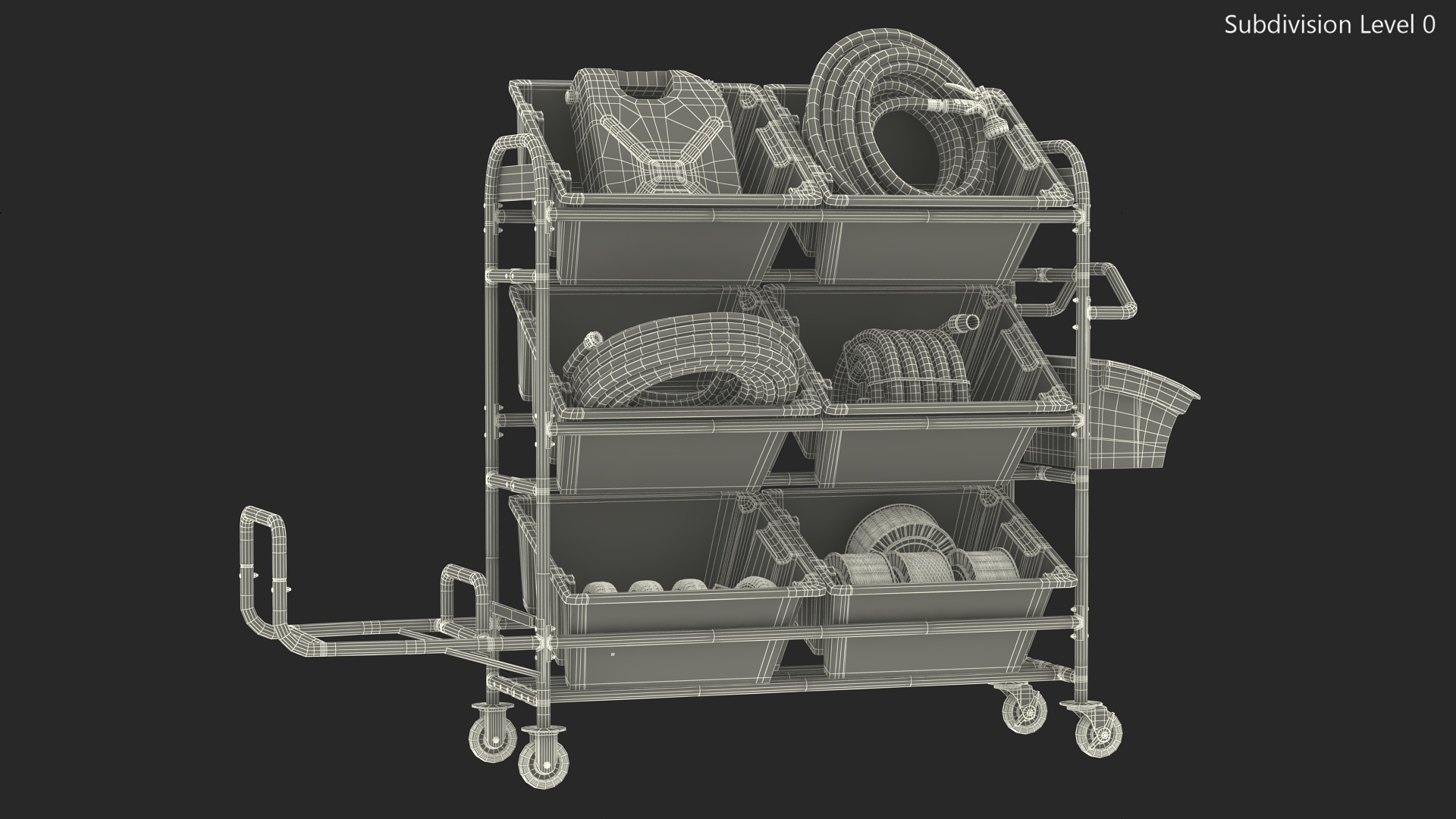 Tote Picking Cart with Equipment 3D