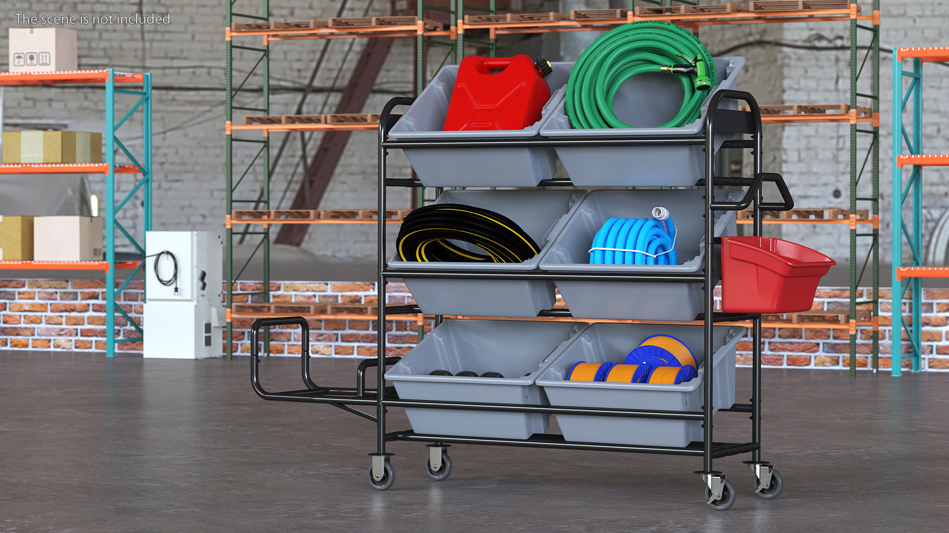 Tote Picking Cart with Equipment 3D