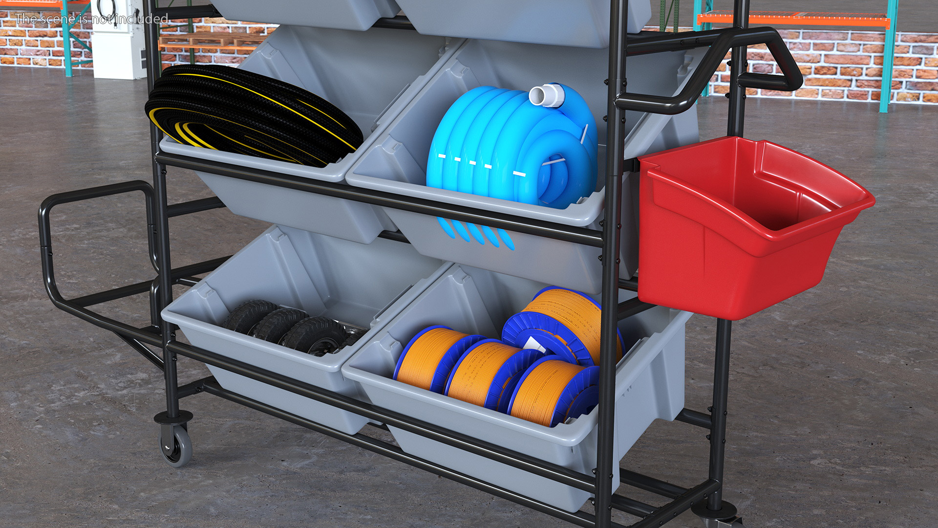 Tote Picking Cart with Equipment 3D