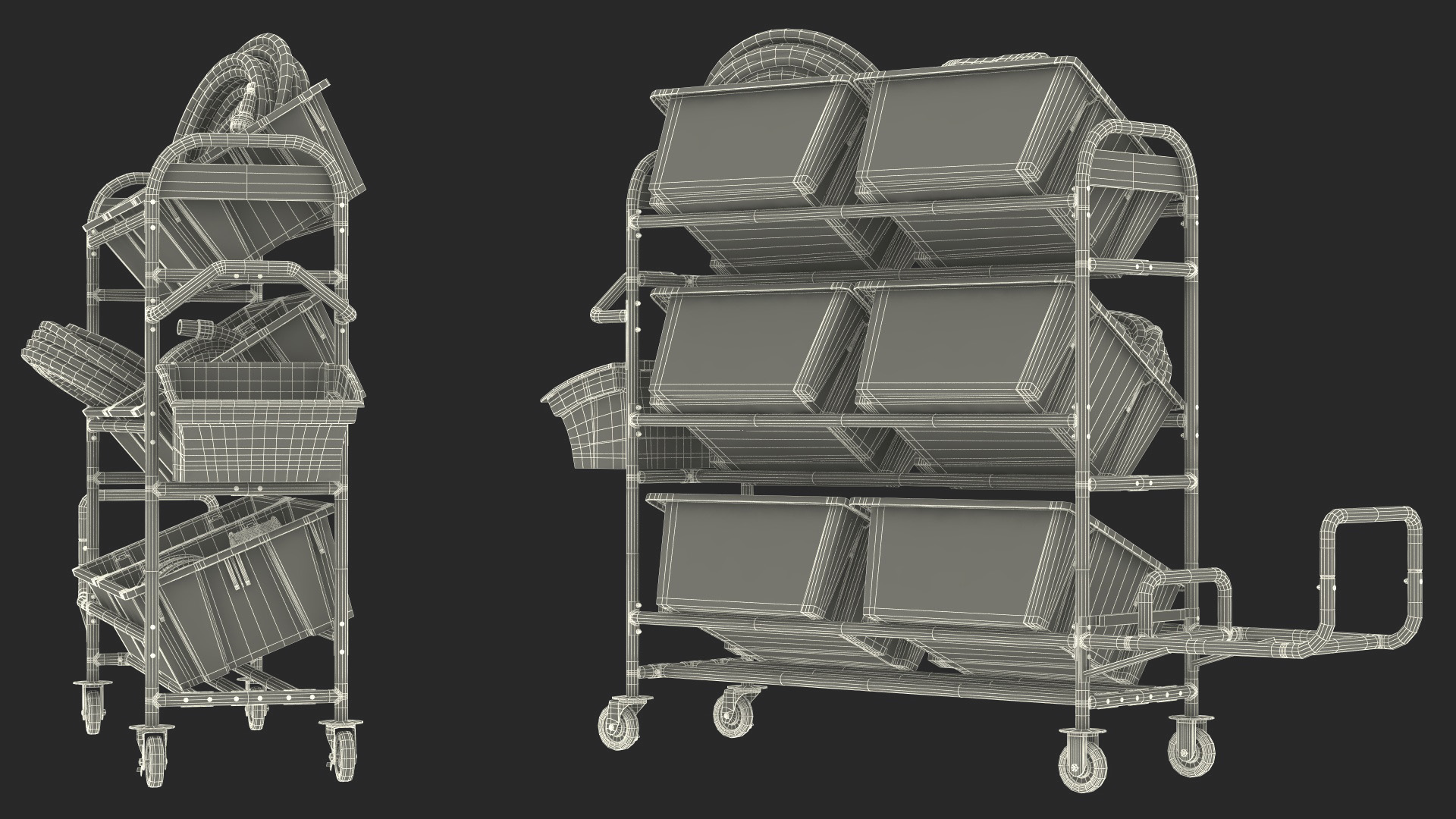 Tote Picking Cart with Equipment 3D