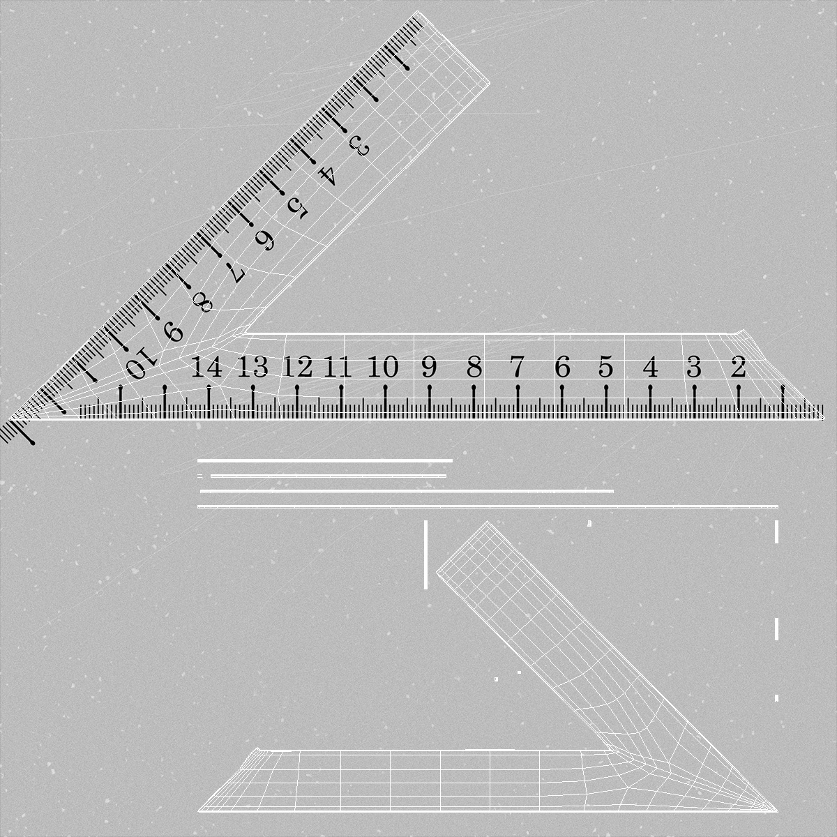 3D model Metal Triangle Ruler