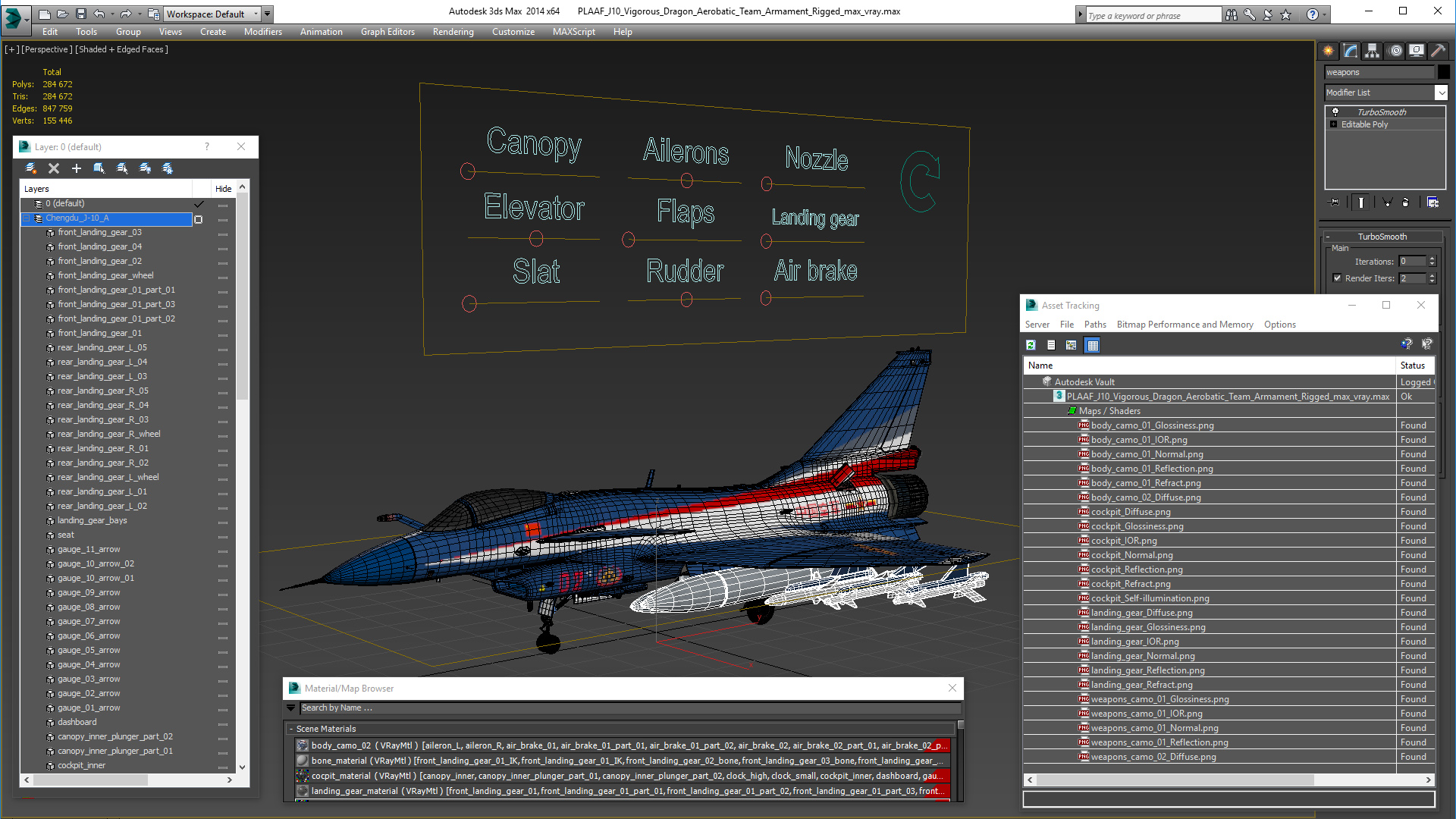 3D PLAAF J10 Vigorous Dragon Aerobatic Team Armament Rigged