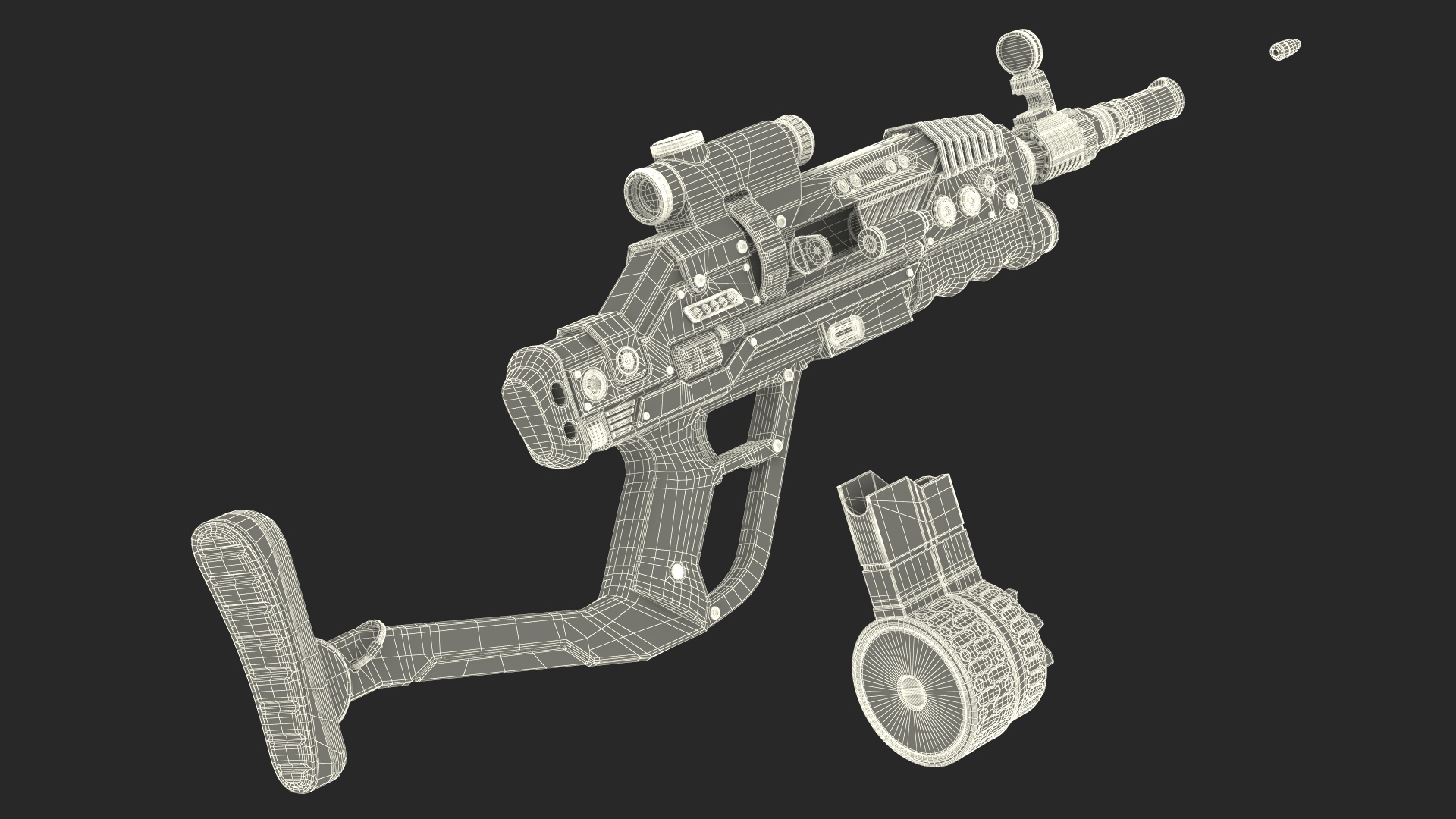 3D Futuristic Rifle Rigged model