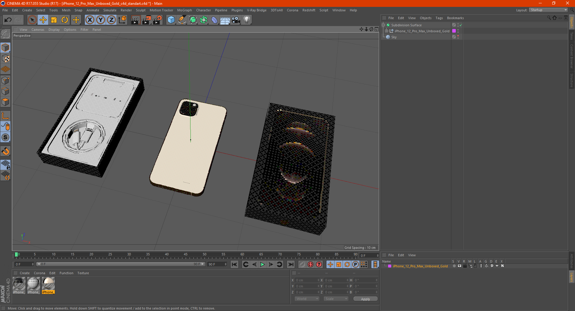 3D model iPhone 12 Pro Max Unboxed Gold