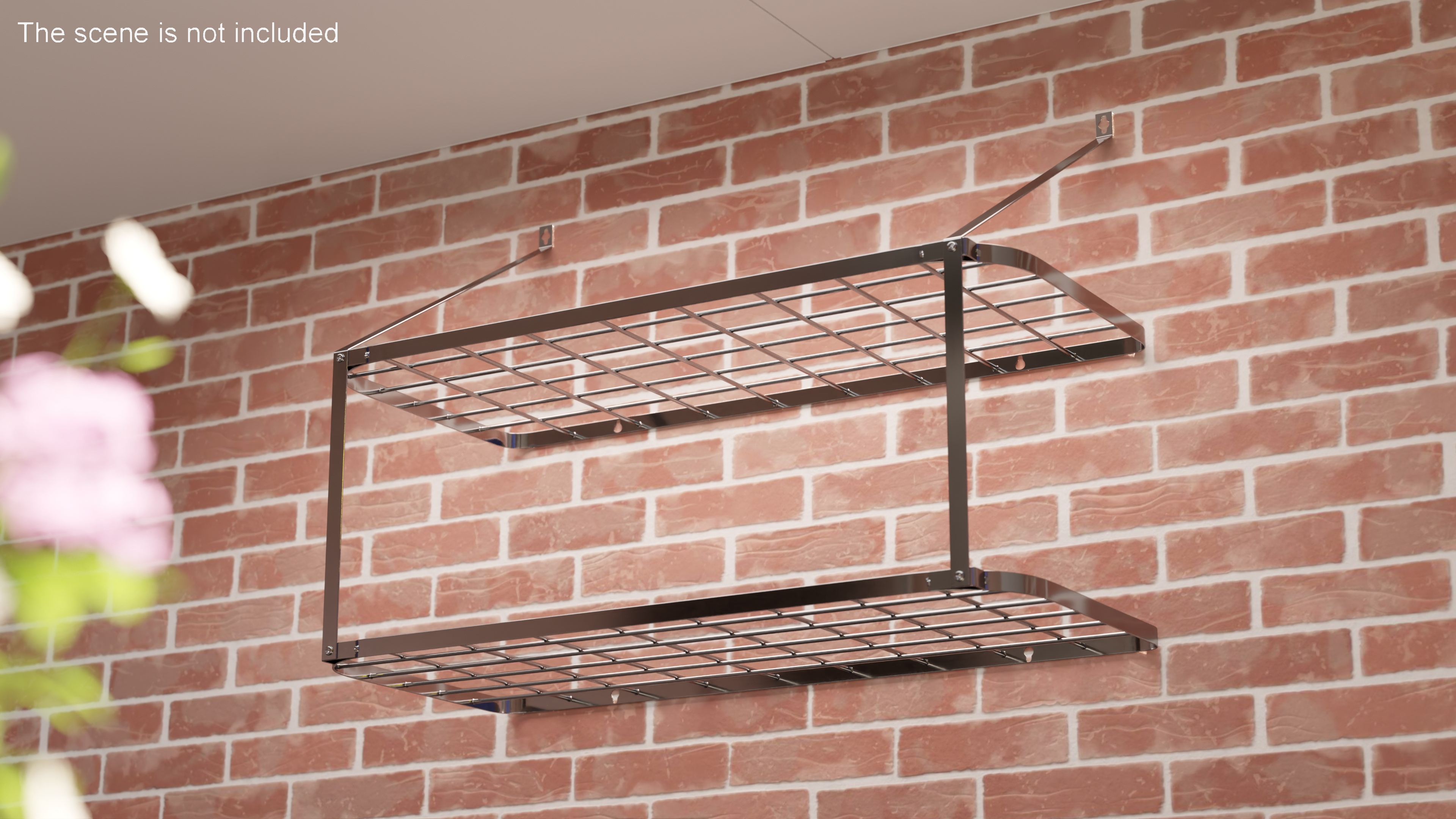 3D model Kitchen Pan Pot Rack Wall Mounted Silver