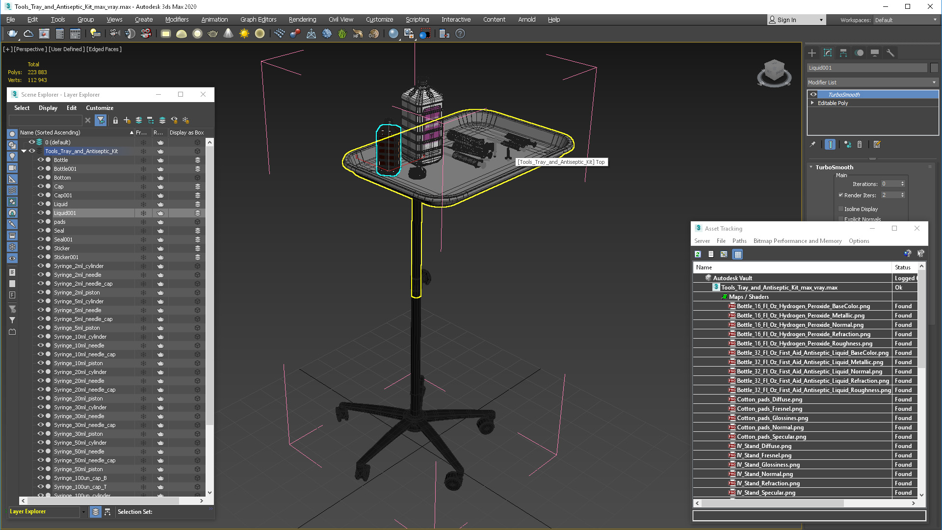 Tools Tray and Antiseptic Kit 3D model