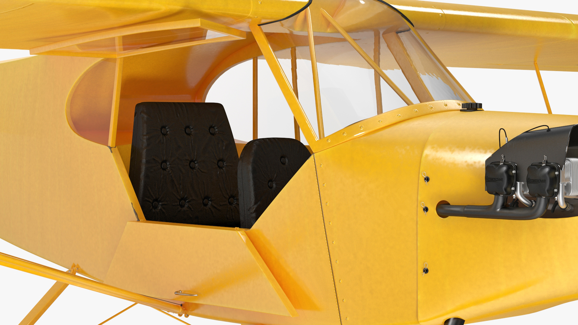 Piper J-3 Cub Light Aircraft with Floats Rigged 3D