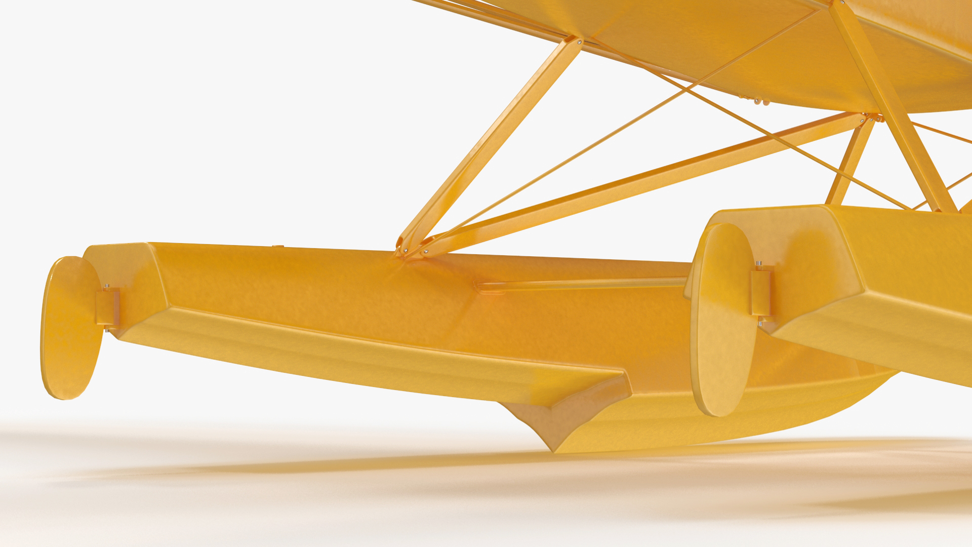 Piper J-3 Cub Light Aircraft with Floats Rigged 3D