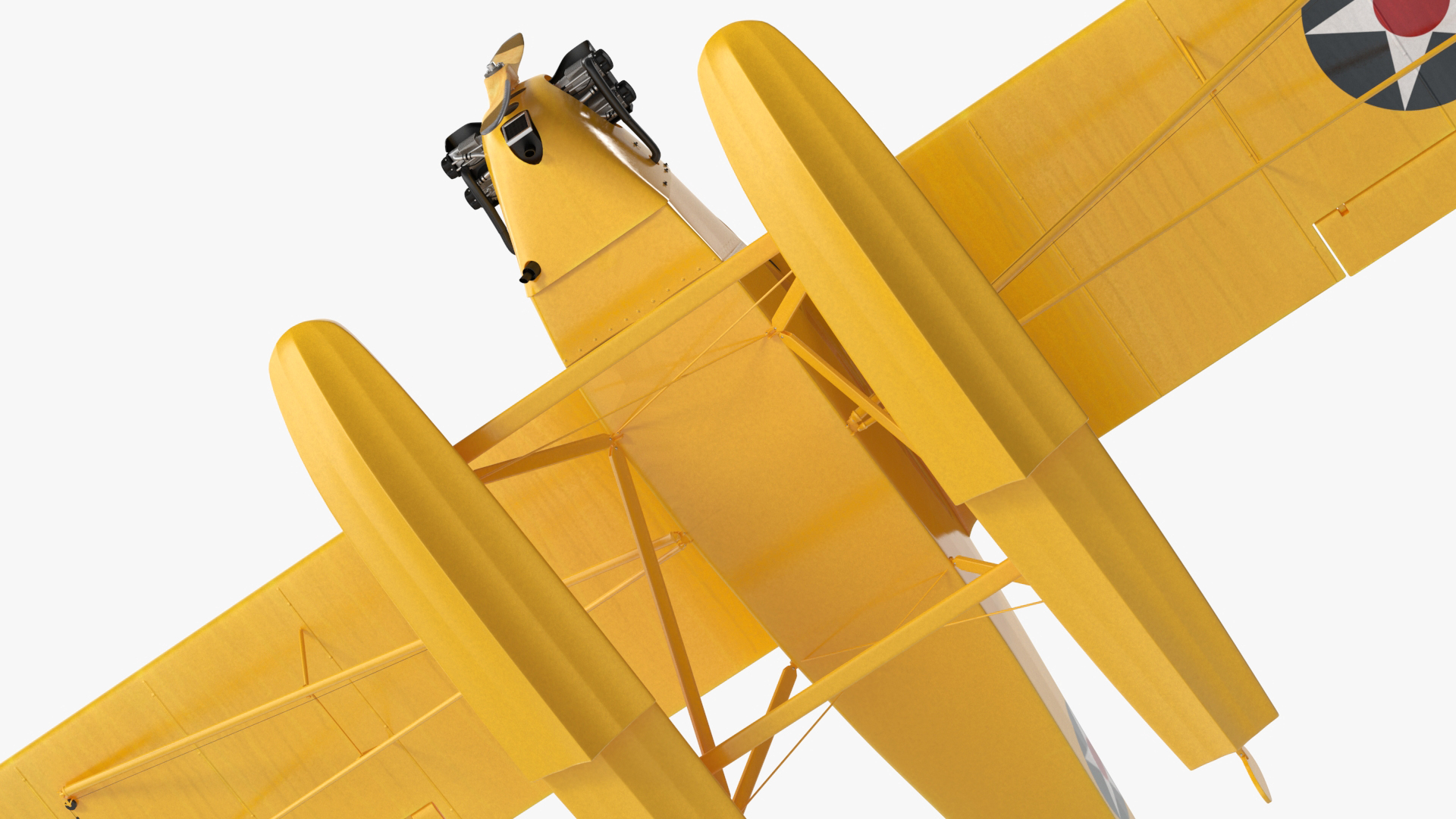 Piper J-3 Cub Light Aircraft with Floats Rigged 3D