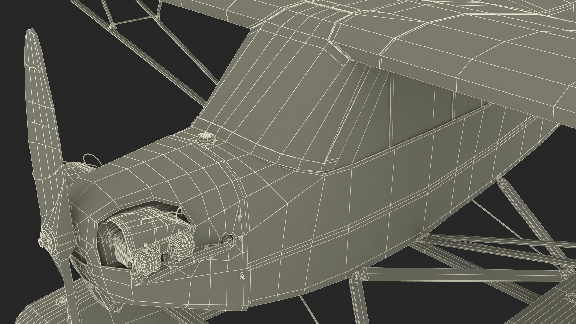 Piper J-3 Cub Light Aircraft with Floats Rigged 3D