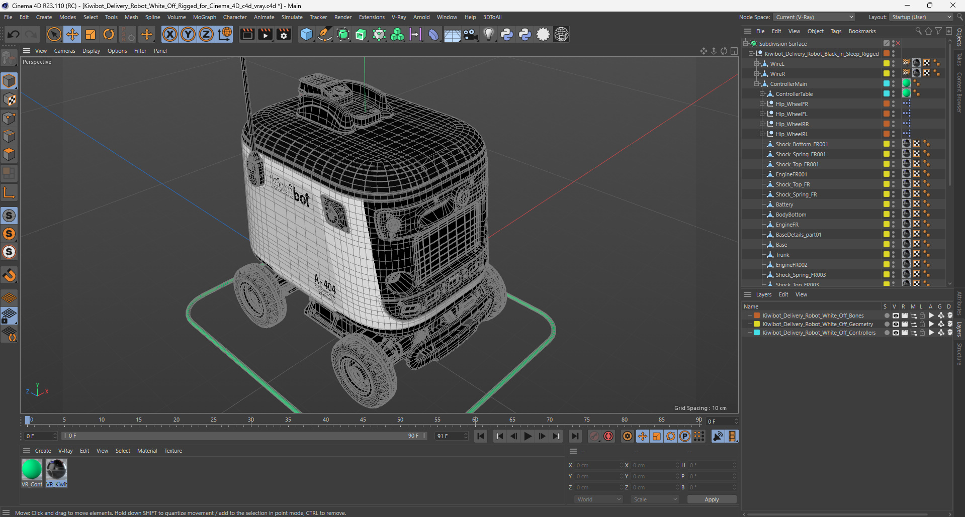 3D Kiwibot Delivery Robot White Off Rigged for Cinema 4D model