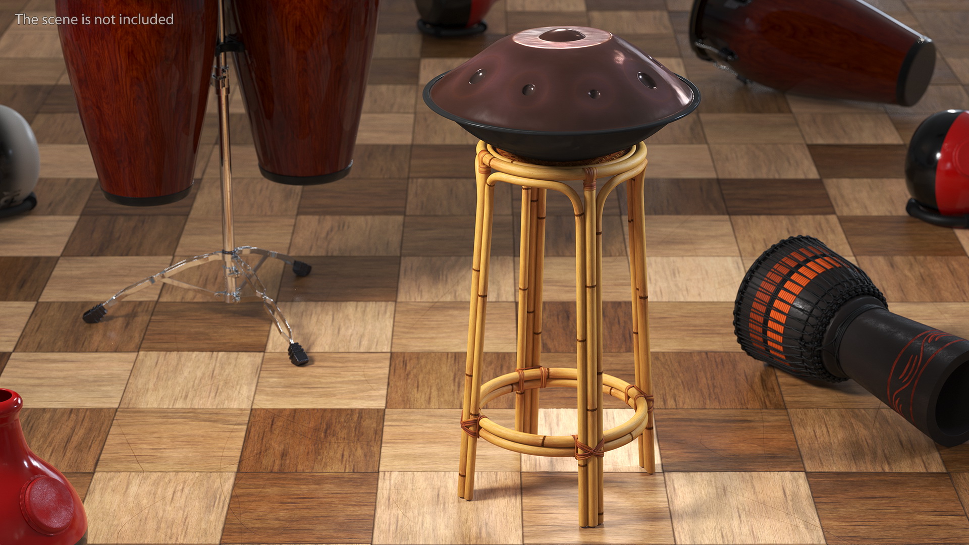 3D Hang Instrument on Bamboo Stool