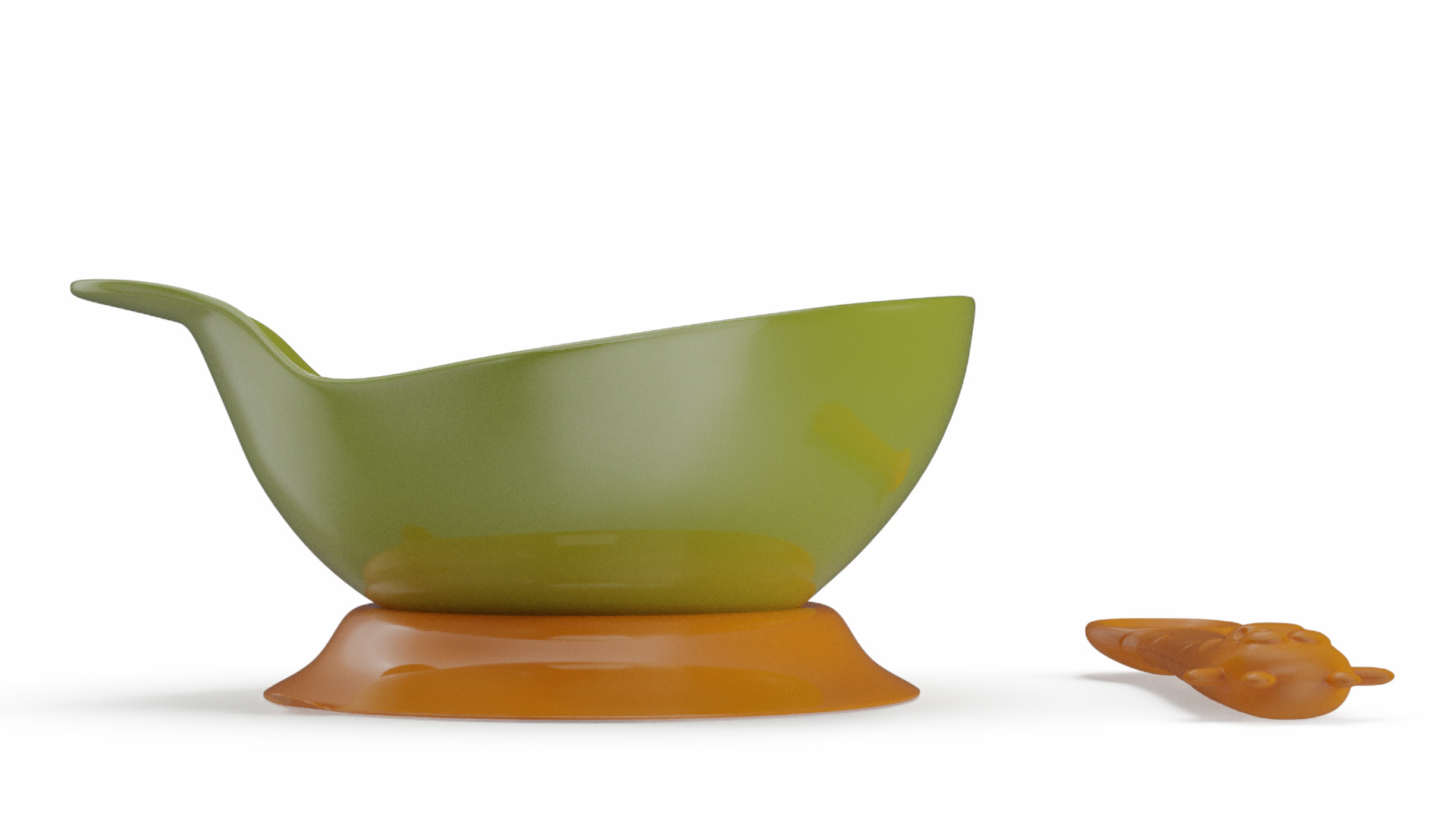 3D model Lime Green and Orange Silicone Baby Bowl and Spoon