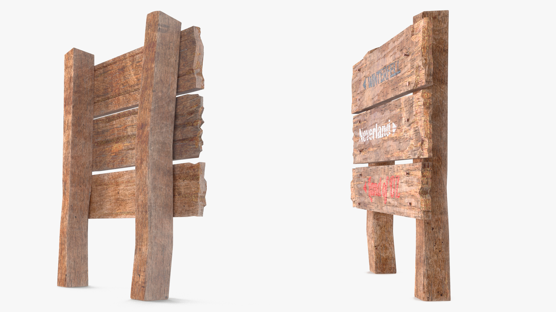 3D model Aged Weathered Rustic Signpost