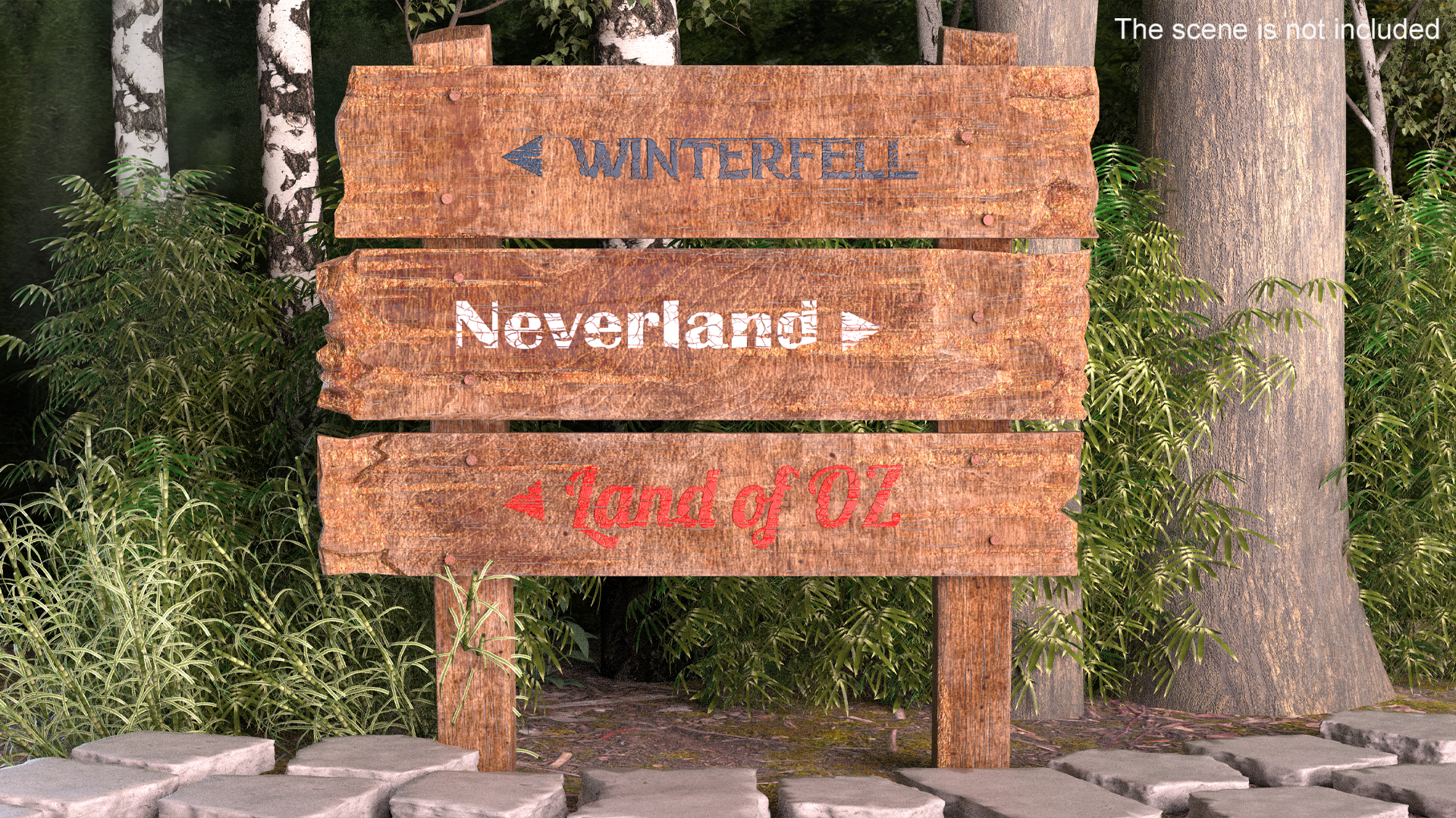 3D model Aged Weathered Rustic Signpost