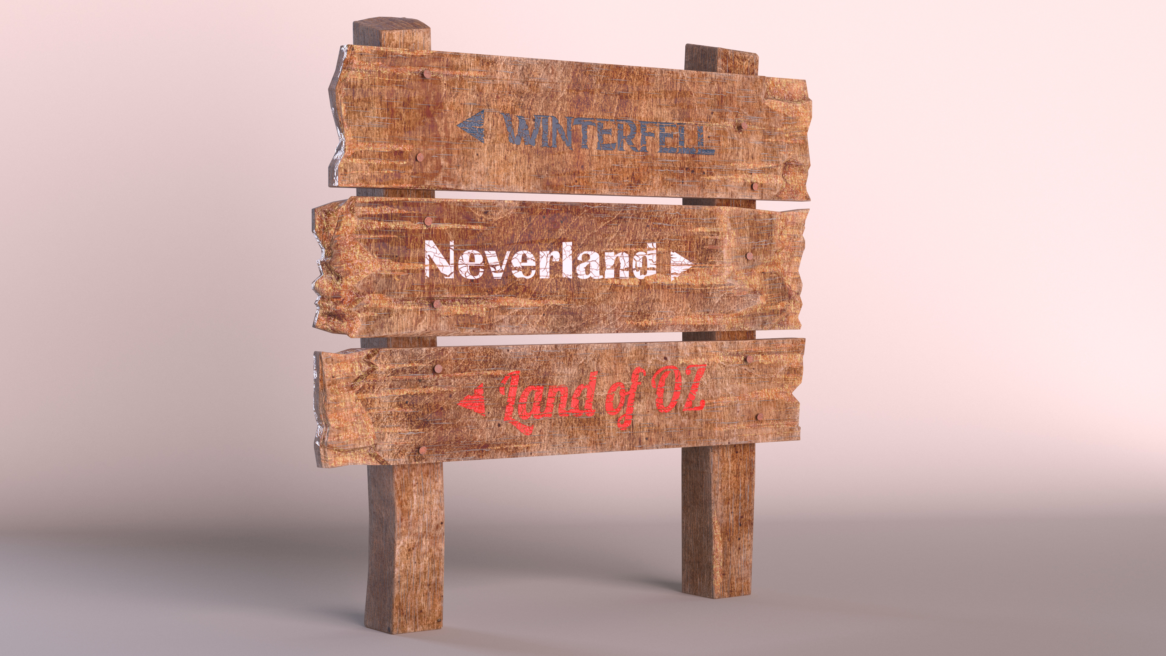 3D model Aged Weathered Rustic Signpost