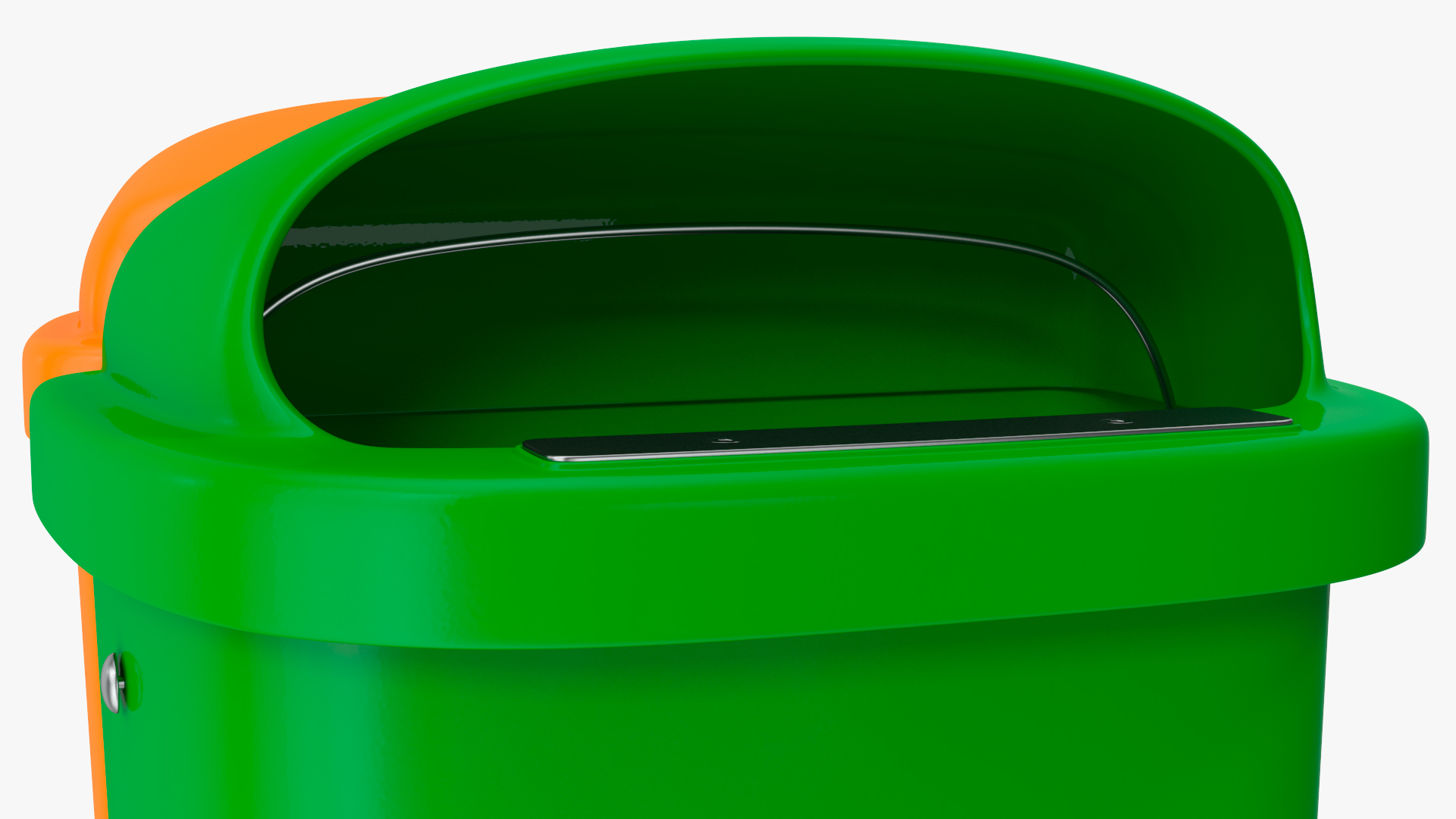 Green and Orange Plastic Public Trash Cans 3D