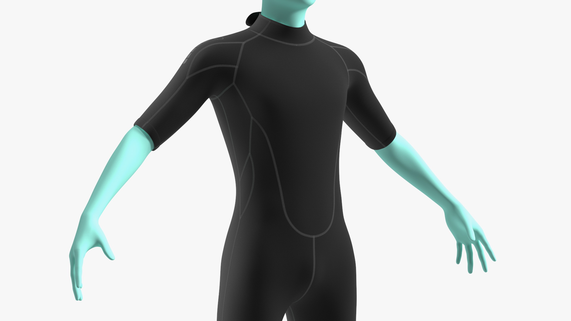 Man Wetsuit Black Shorty Version 3D