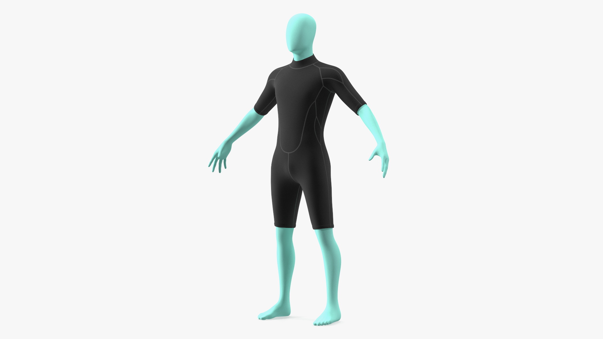 Man Wetsuit Black Shorty Version 3D