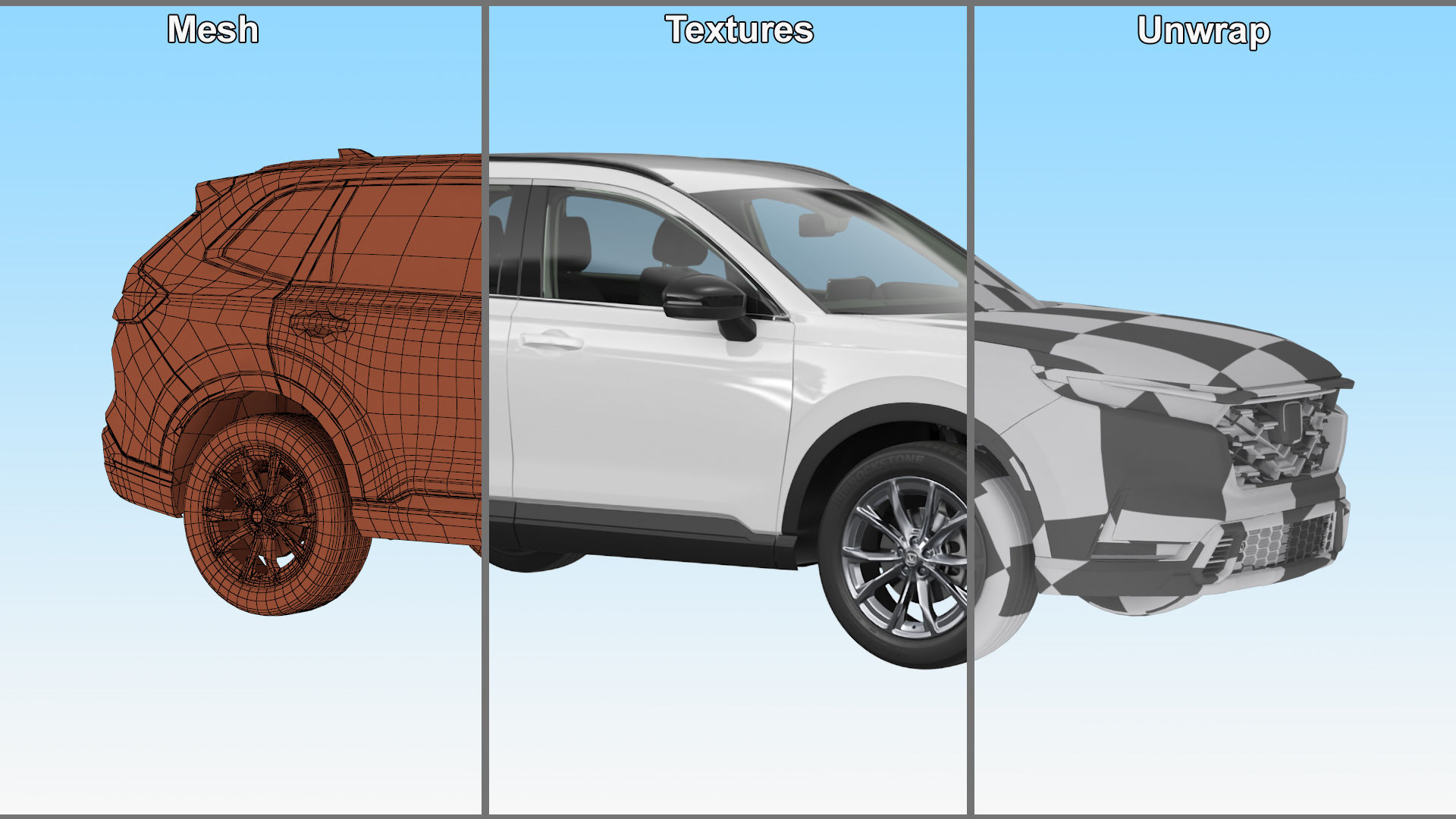 3D 2025 Honda CR-V White Rigged model