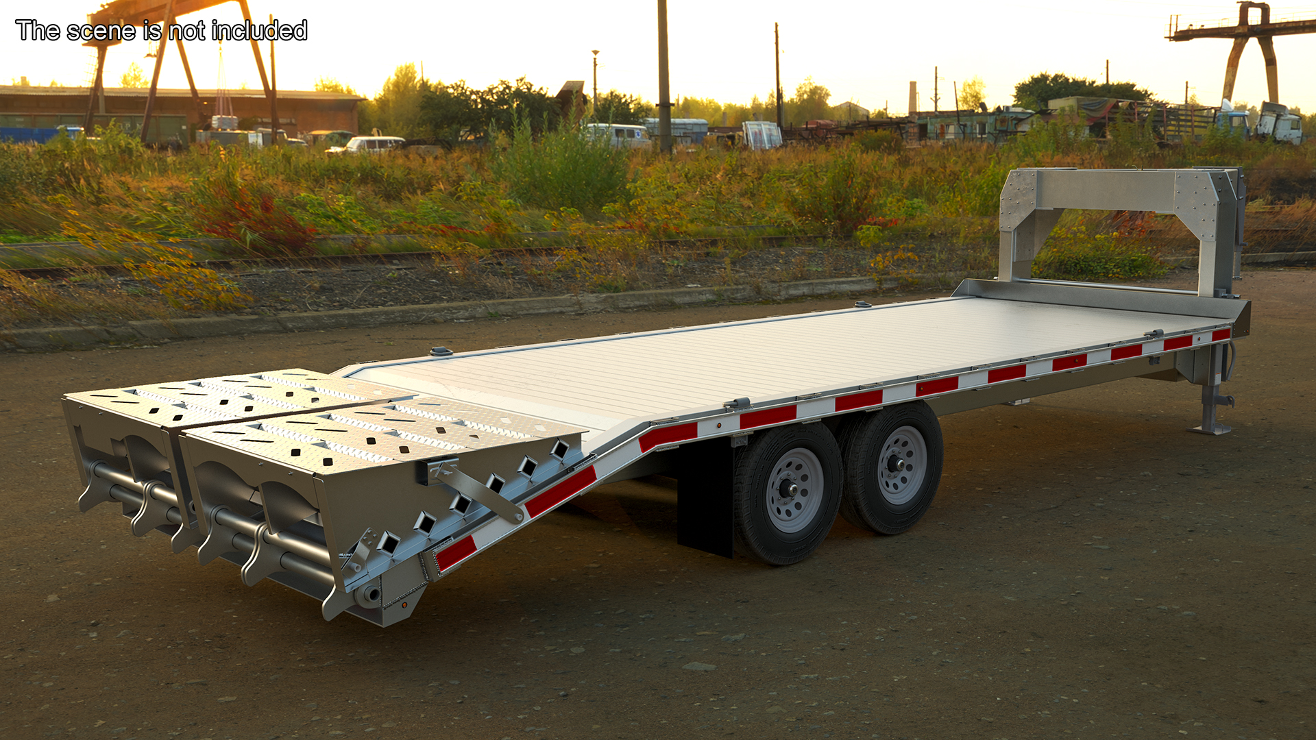 Gooseneck Equipment Pickup Trailer 3D model