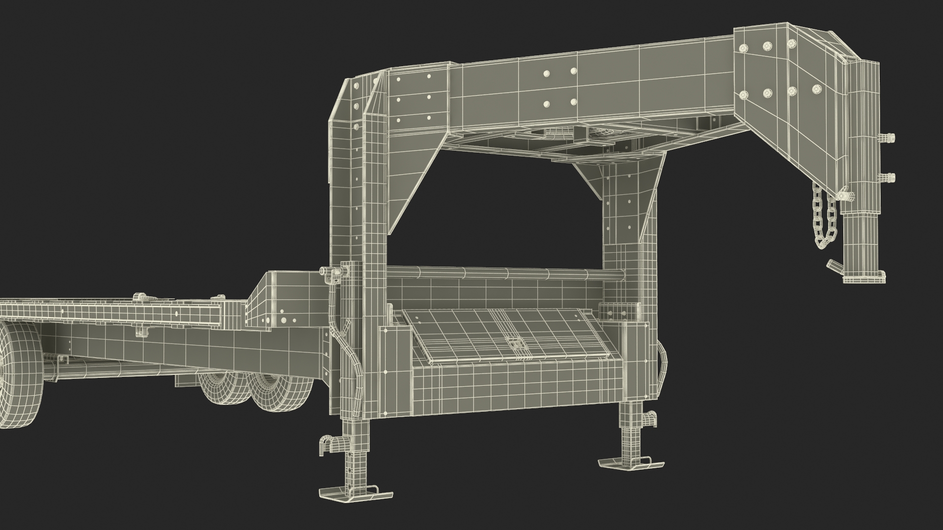 Gooseneck Equipment Pickup Trailer 3D model