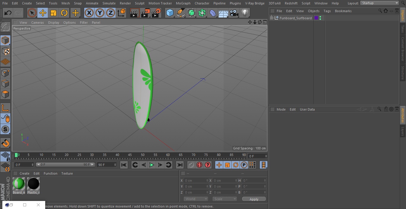 3D Funboard Surfboard model