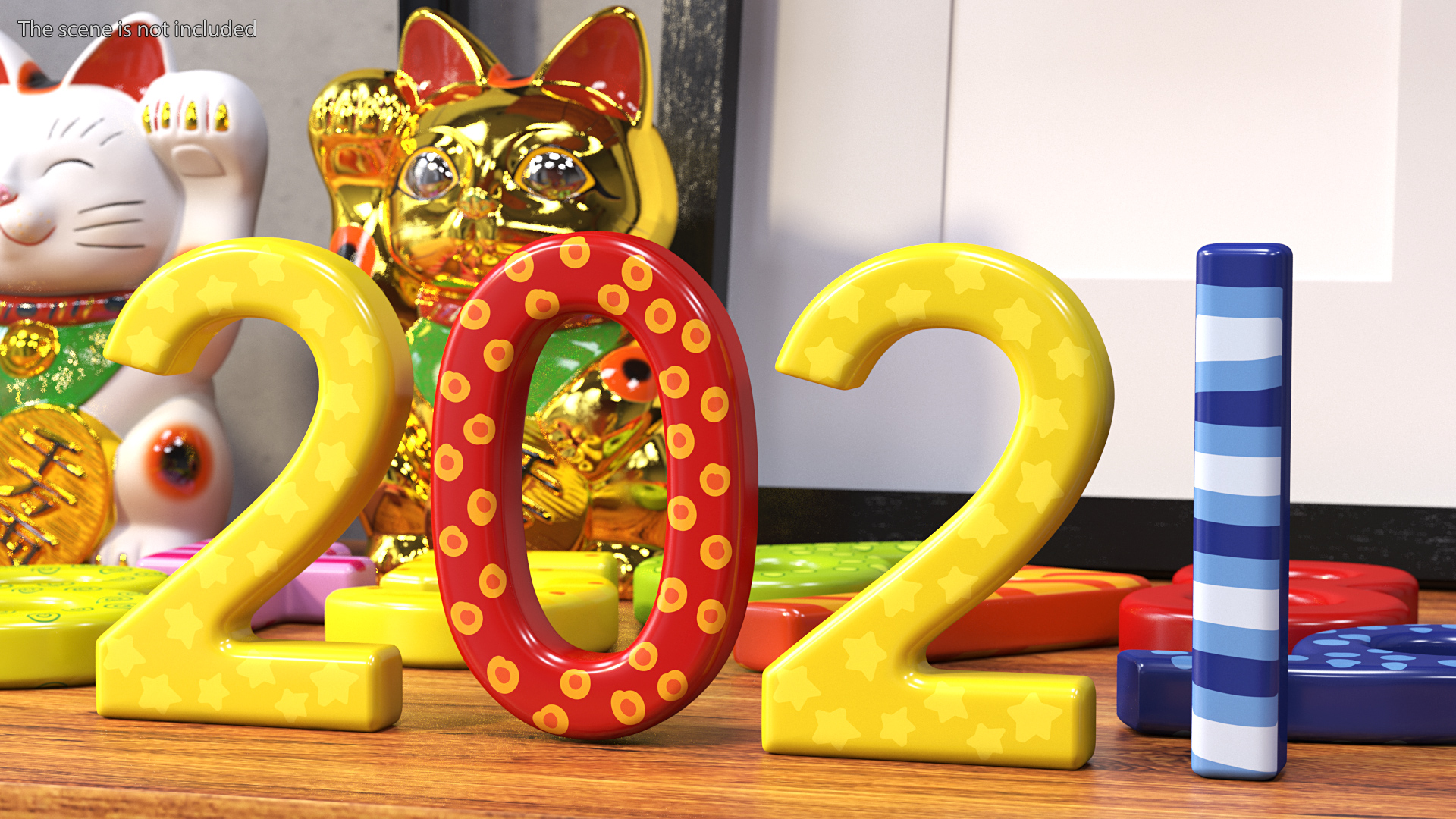 Colourful Wooden Number Set 3D