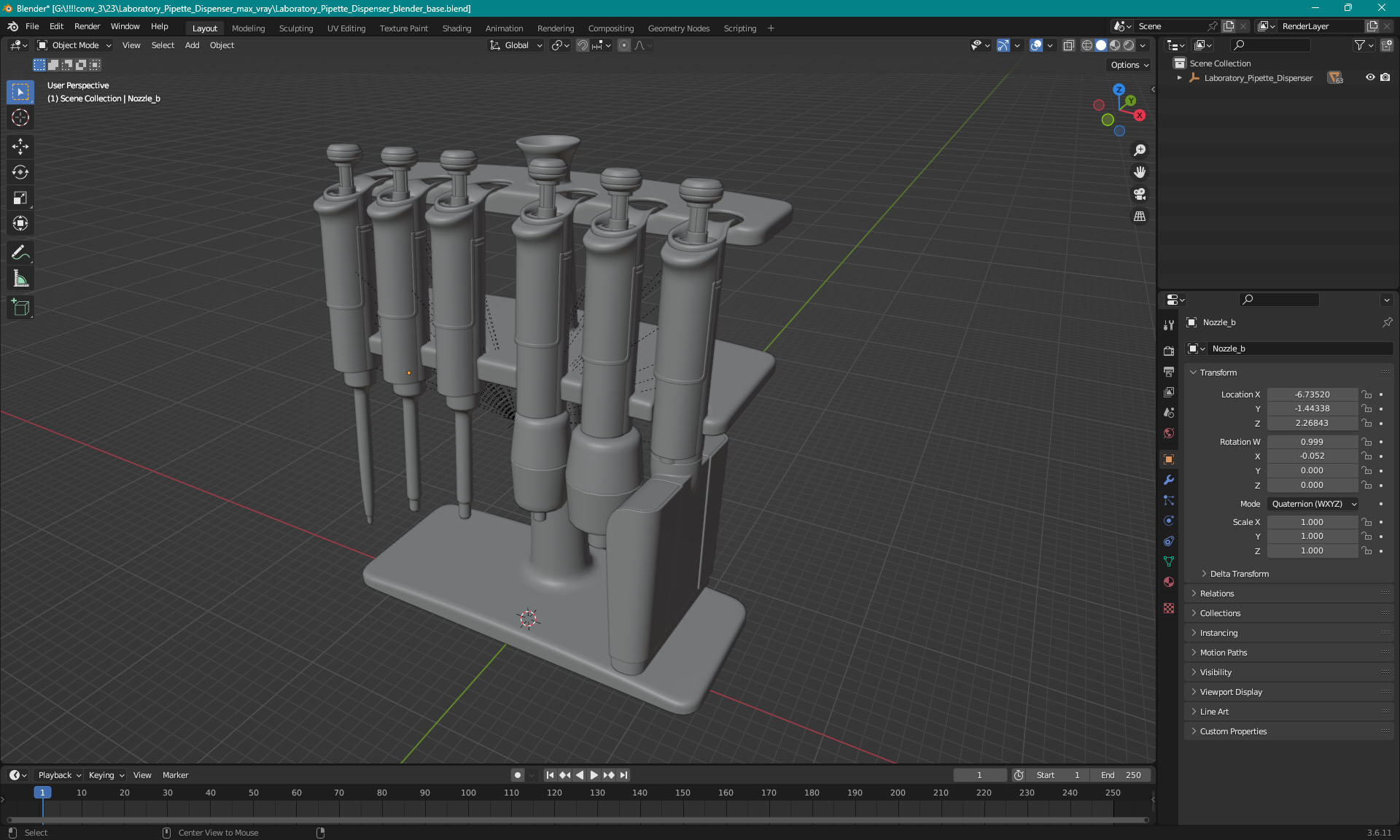 3D Laboratory Pipette Dispenser model