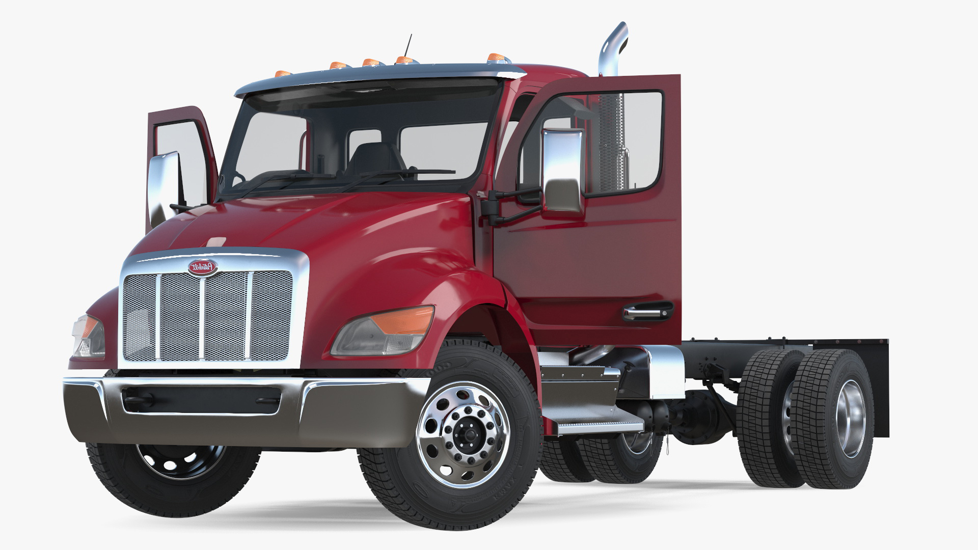 Red Truck Peterbilt 537 Rigged for Maya 3D model