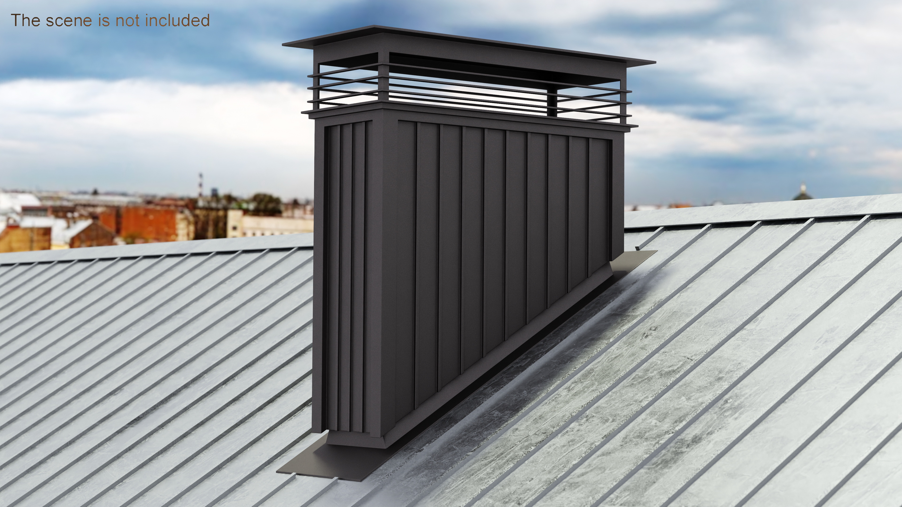 3D Rectangular Metal Chimney Black Corner Base model