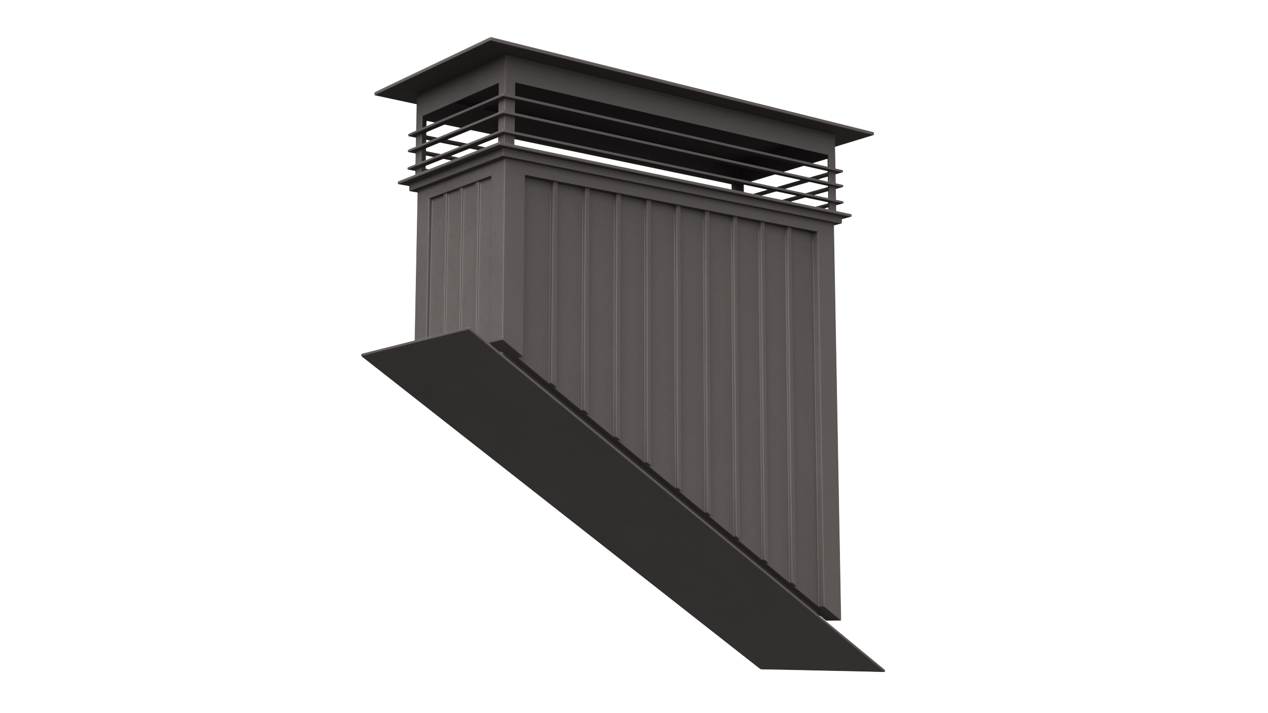 3D Rectangular Metal Chimney Black Corner Base model