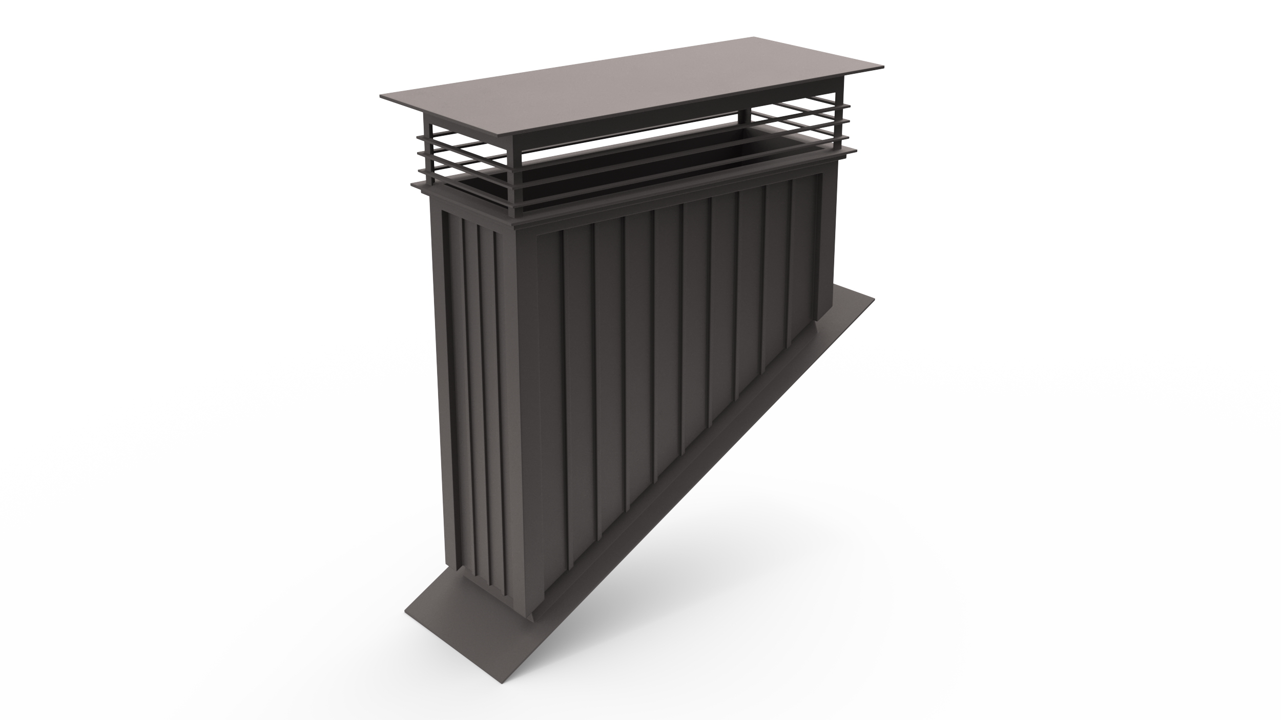 3D Rectangular Metal Chimney Black Corner Base model