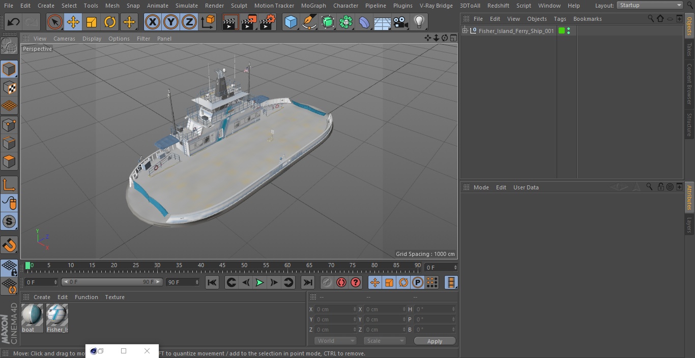 Fisher Island Ferry Ship 3D model